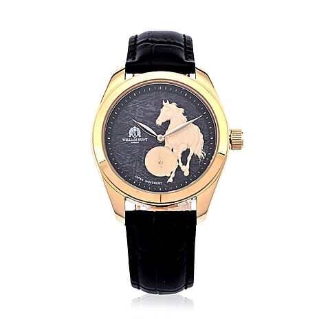 William Hunt Limited Edition Year Of The Fire Horse Japanese Movement 5ATM WR Black Hydraulic Meteorite Dial Watch with Sapphire Crystal Dial & Black Leather Strap