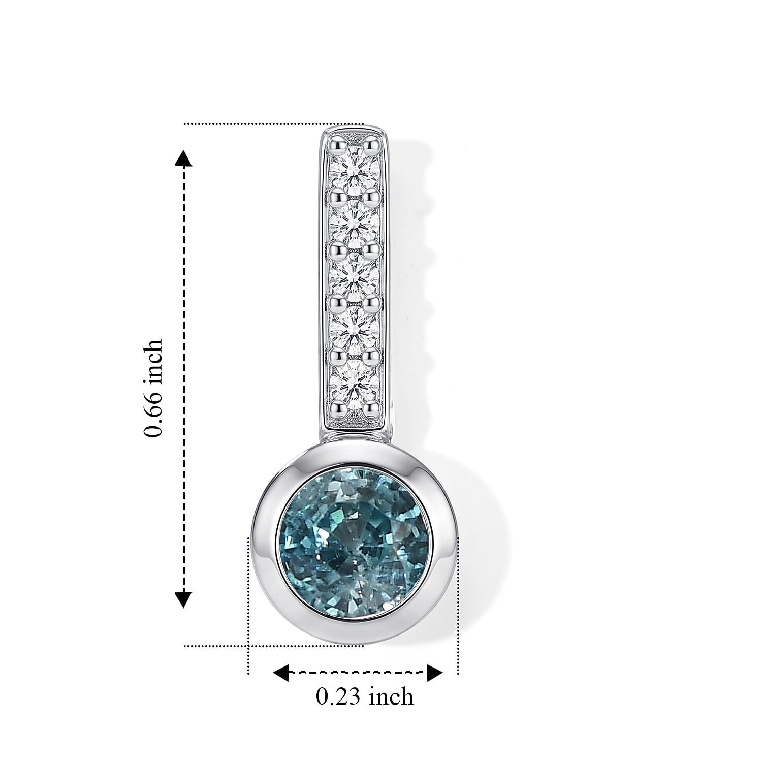 D'Joy - AAA RatanakirI Blue Zircon & White Zircon Dangle Push Post Earring in Rhodium Overlay Sterling Silver 2.00 Ct.