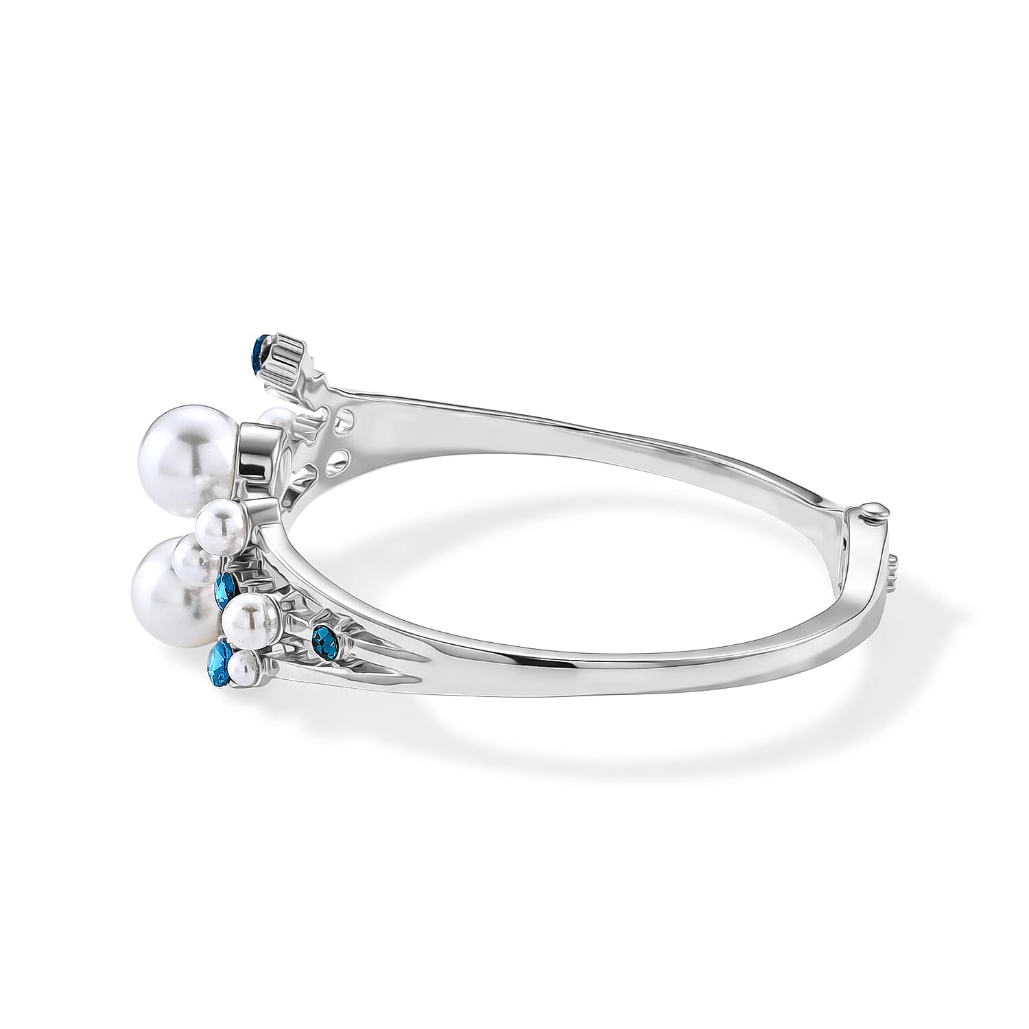 White Shell Pearl & Crystal Bangle (Size - 7) 50.00 Ct.