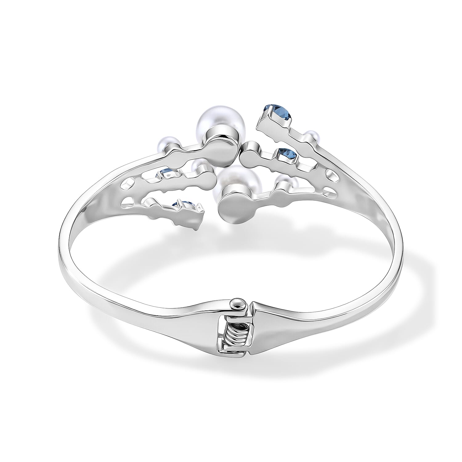 White Shell Pearl & Crystal Bangle (Size - 7) 50.00 Ct.