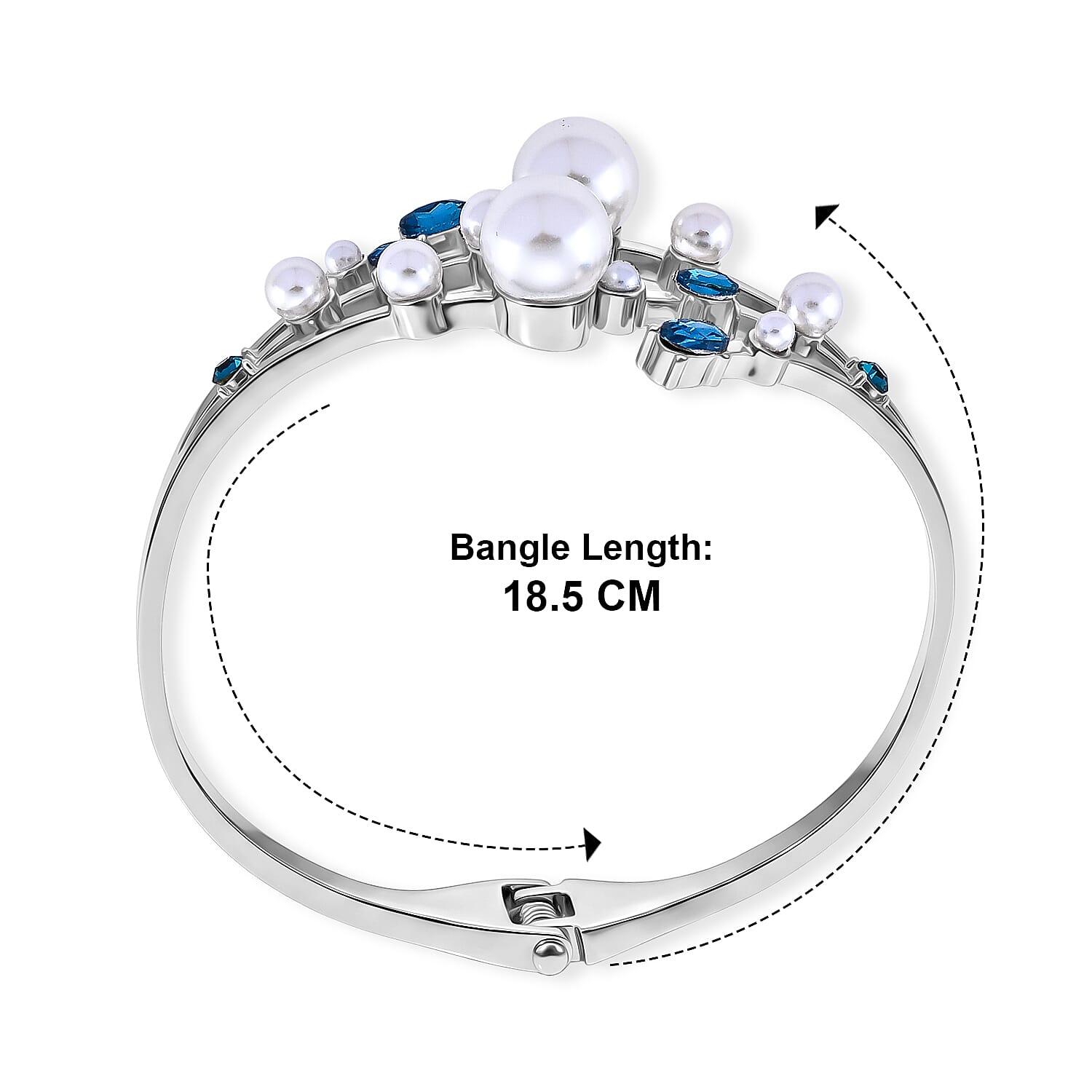 White Shell Pearl & Crystal Bangle (Size - 7) 50.00 Ct.