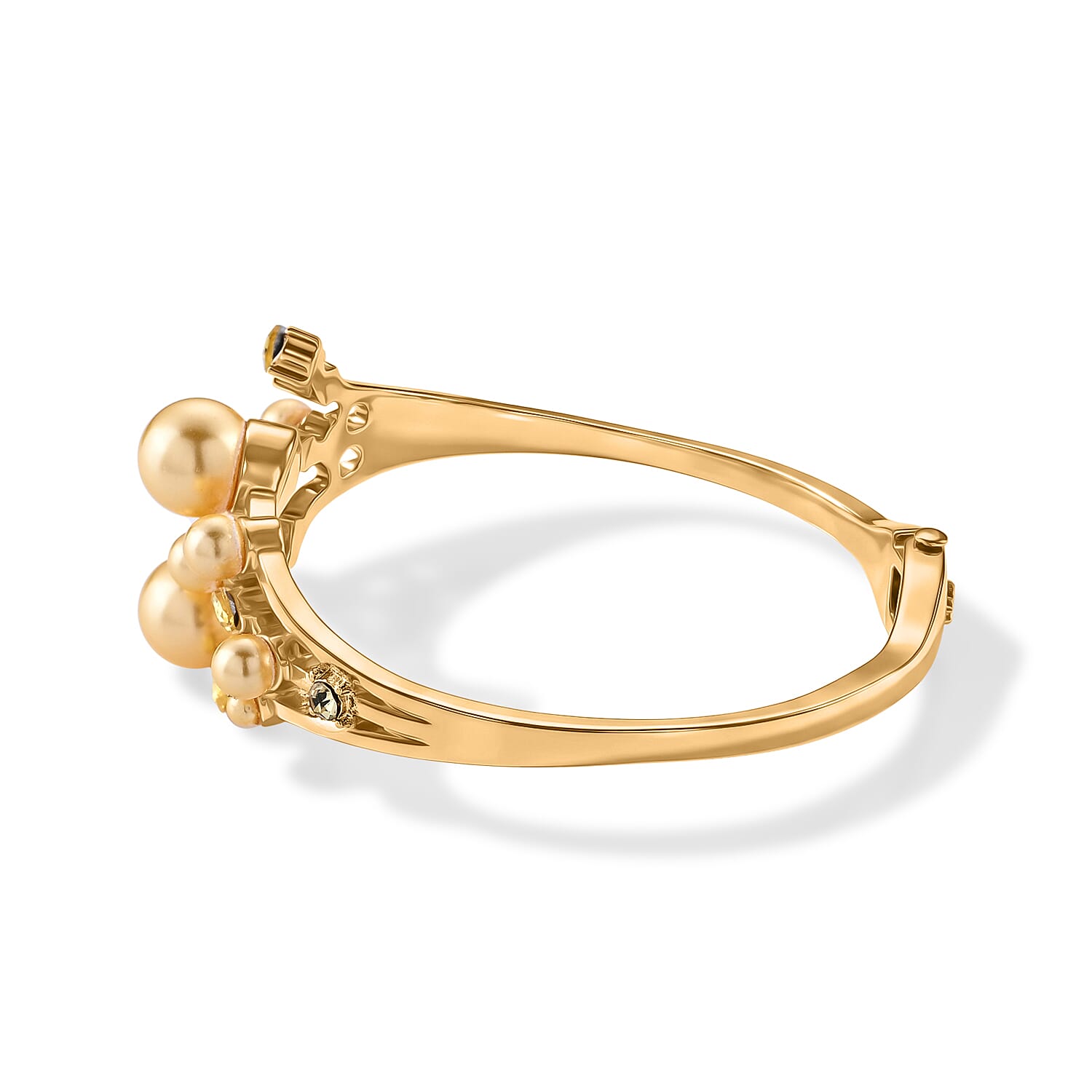 Golden Shell Pearl & Crystal Bangle (Size - 7) 50.00 Ct.