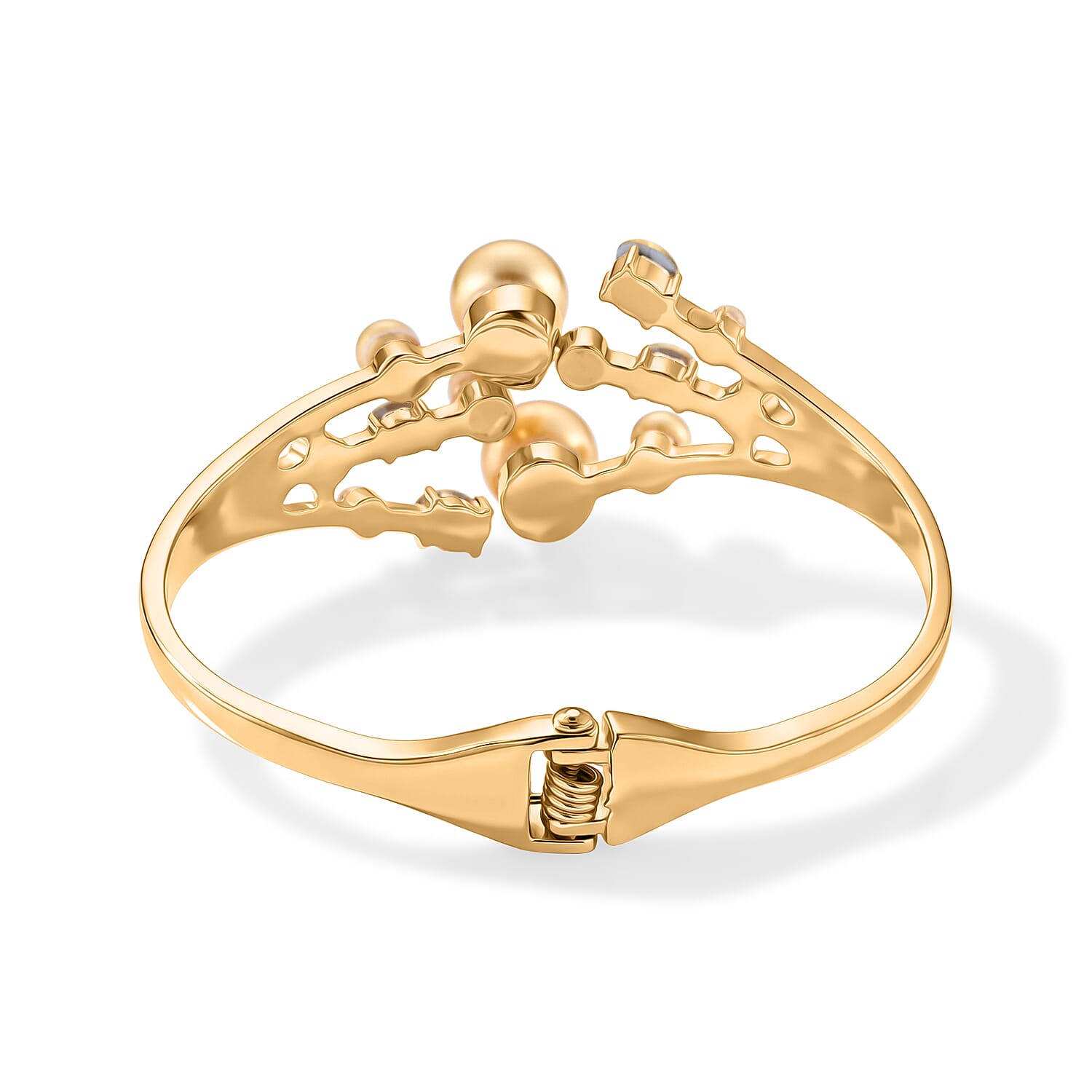 Golden Shell Pearl & Crystal Bangle (Size - 7) 50.00 Ct.