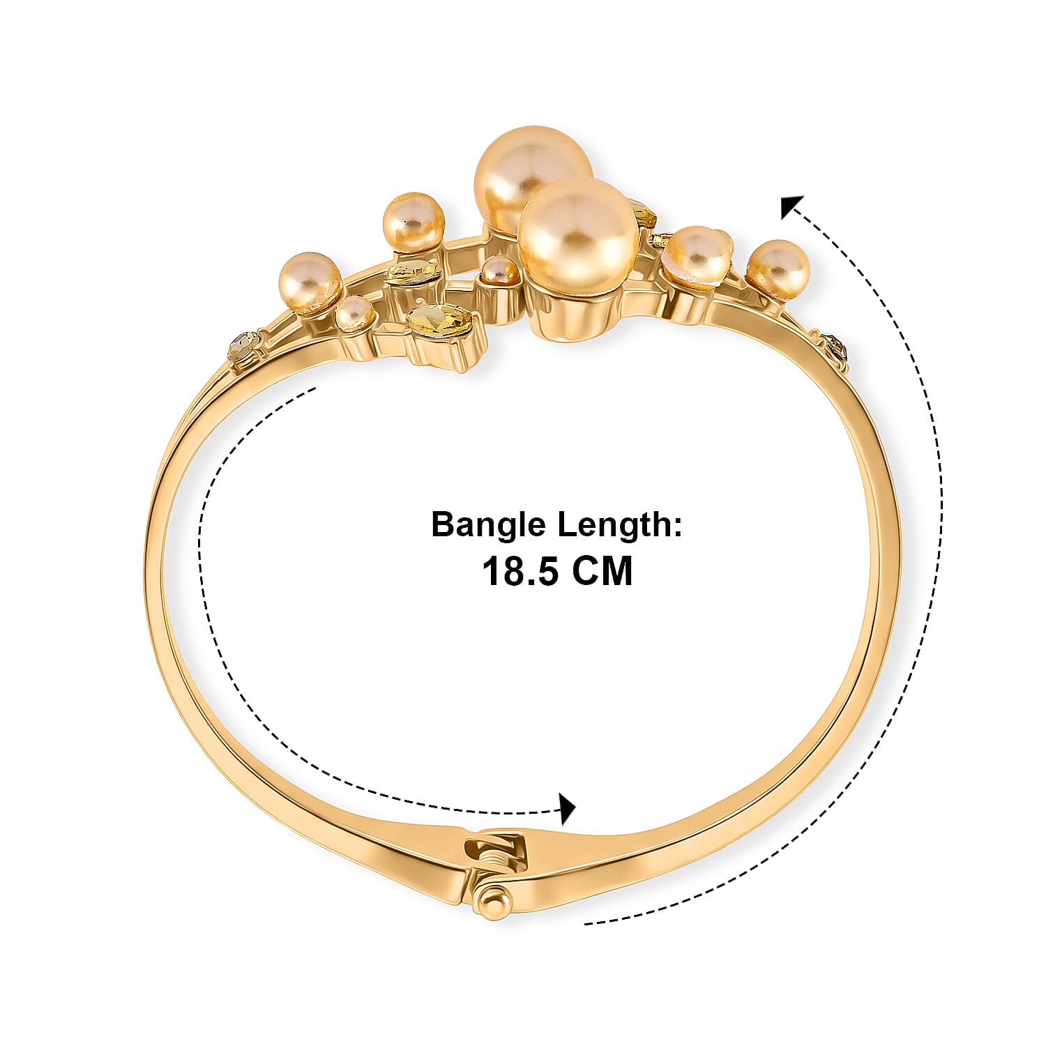 Golden Shell Pearl & Crystal Bangle (Size - 7) 50.00 Ct.