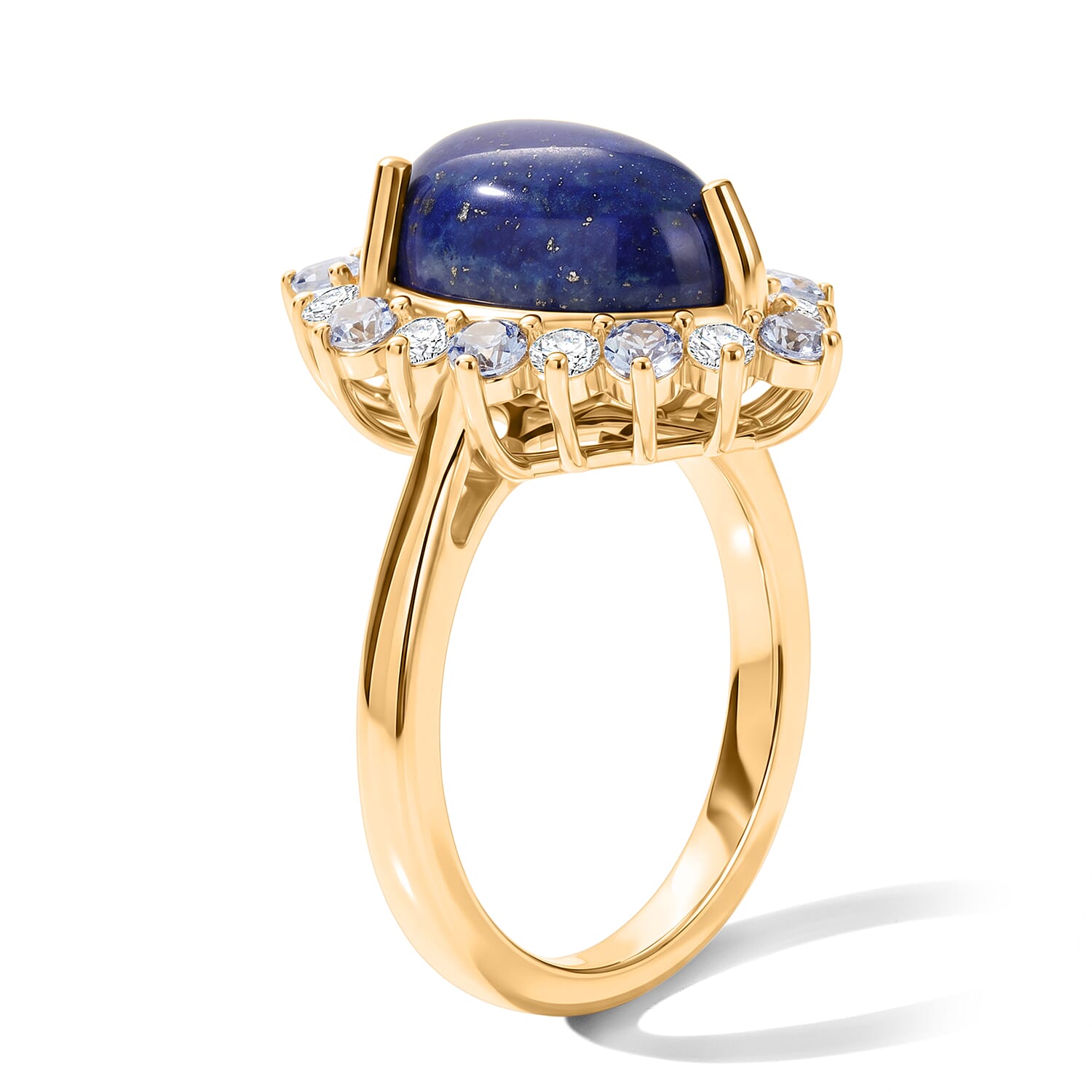 EverTrue - Lapis Lazuli, Lolite & White Zircon Ring in Yellow Gold Tone 5.08 Ct.
