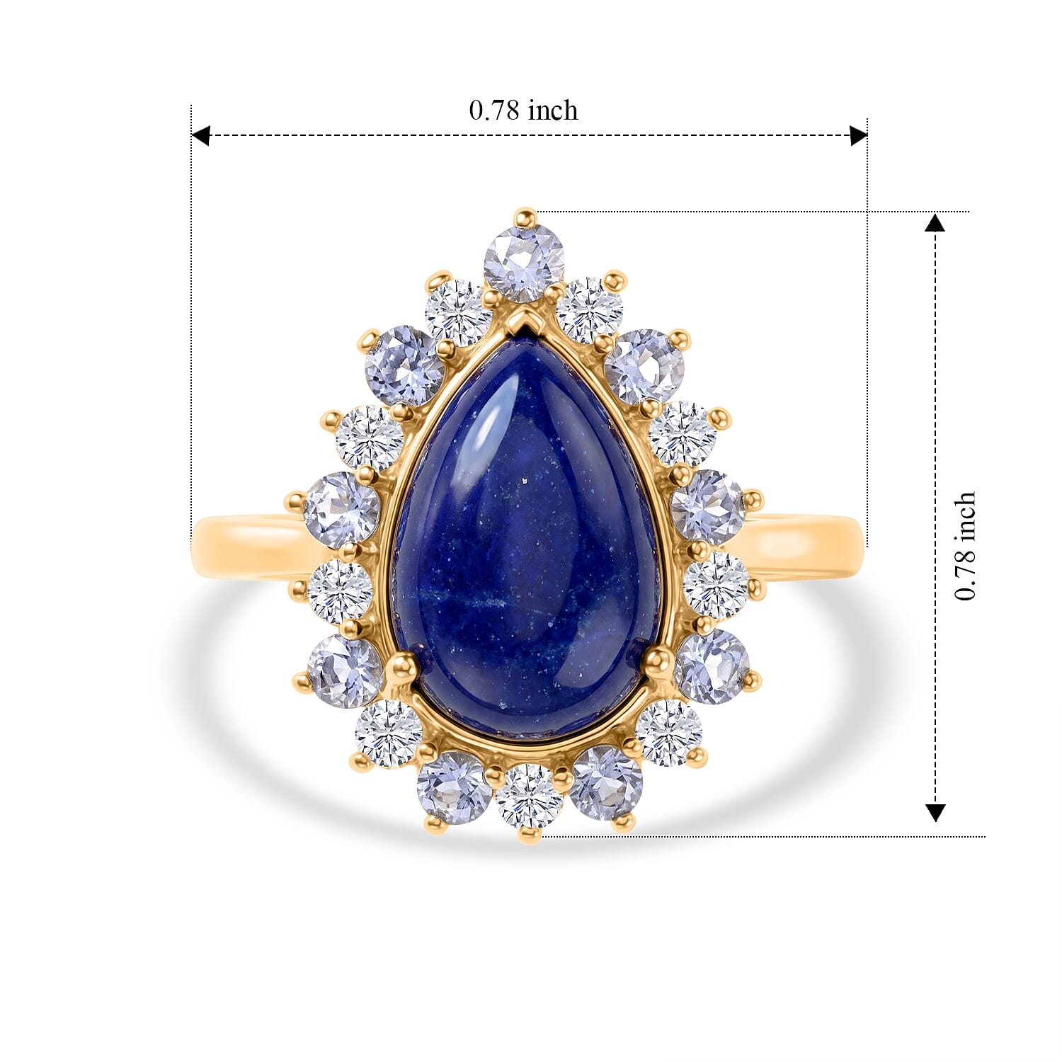 EverTrue - Lapis Lazuli, Lolite & White Zircon Ring in Yellow Gold Tone 5.08 Ct.