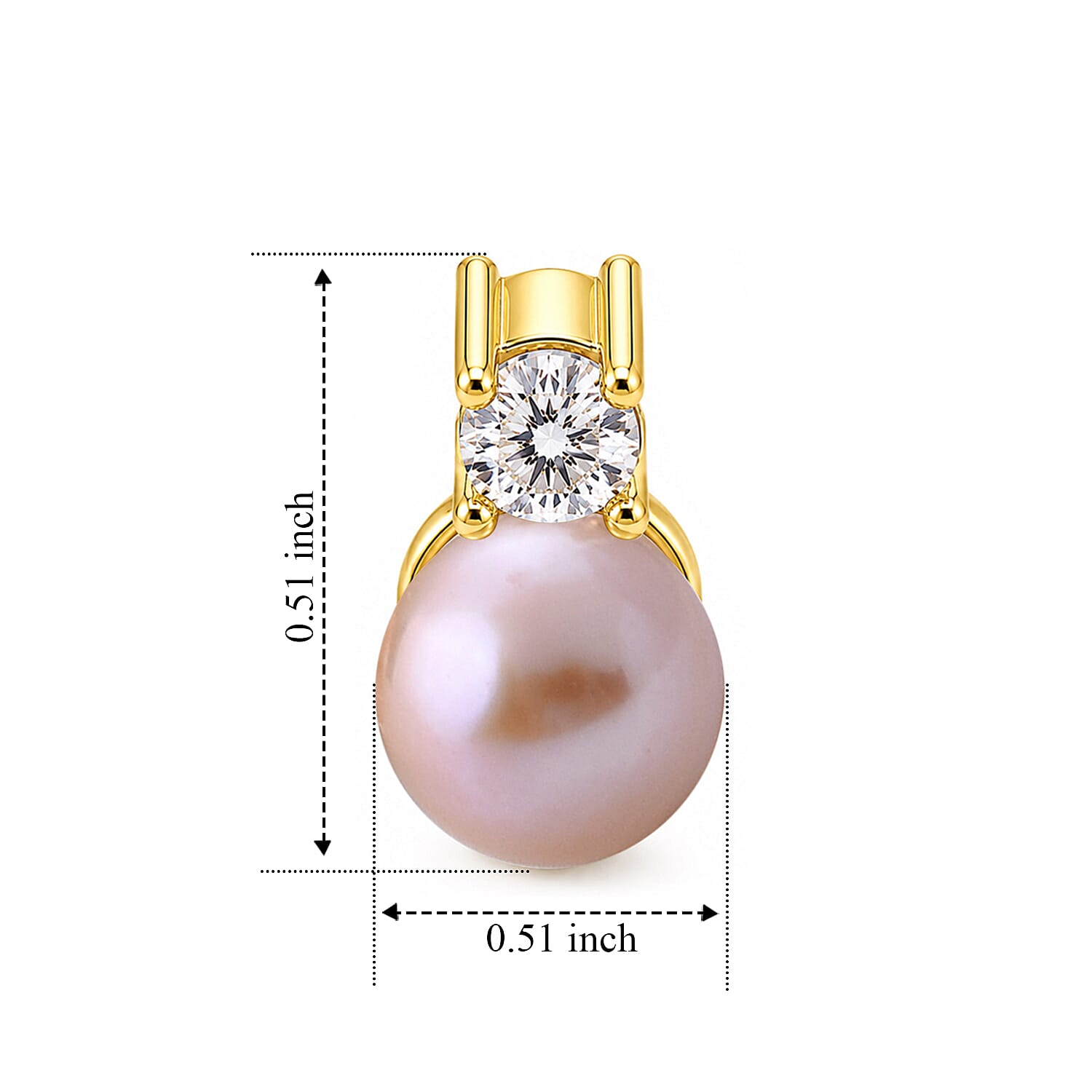 LA Close Out- Peach Fresh Water Pearl & White Cubic Zirconia Beads Earring with Push Back