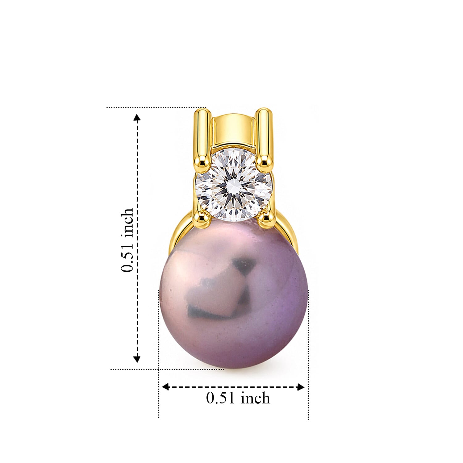 LA Close Out- Purple Fresh Water Pearl & White Cubic Zirconia Beads Earring with Push Back