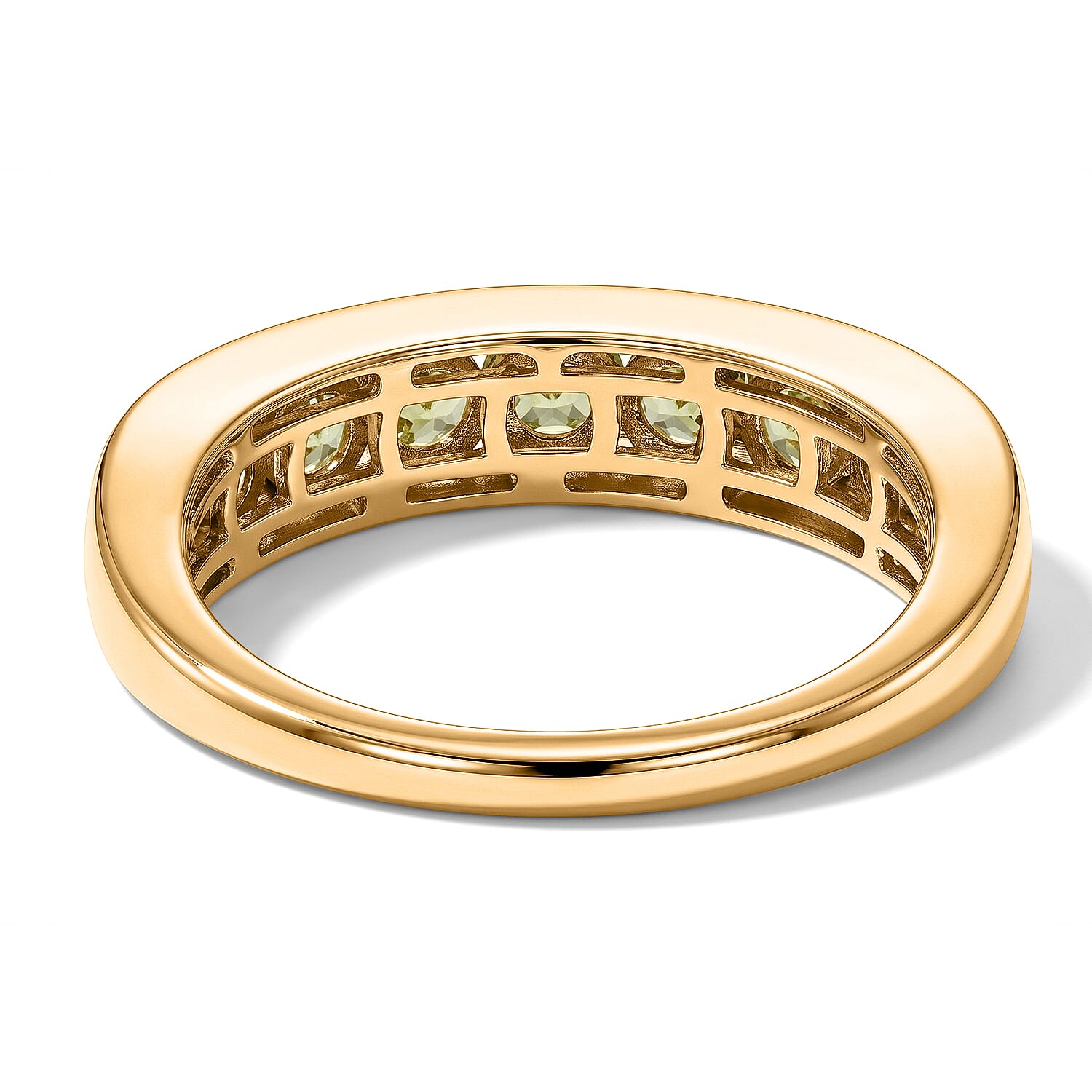 D'Joy - Natural Green Apatite 7 Stone Ring in Yellow Gold Plated Sterling Silver 1.45 Ct.