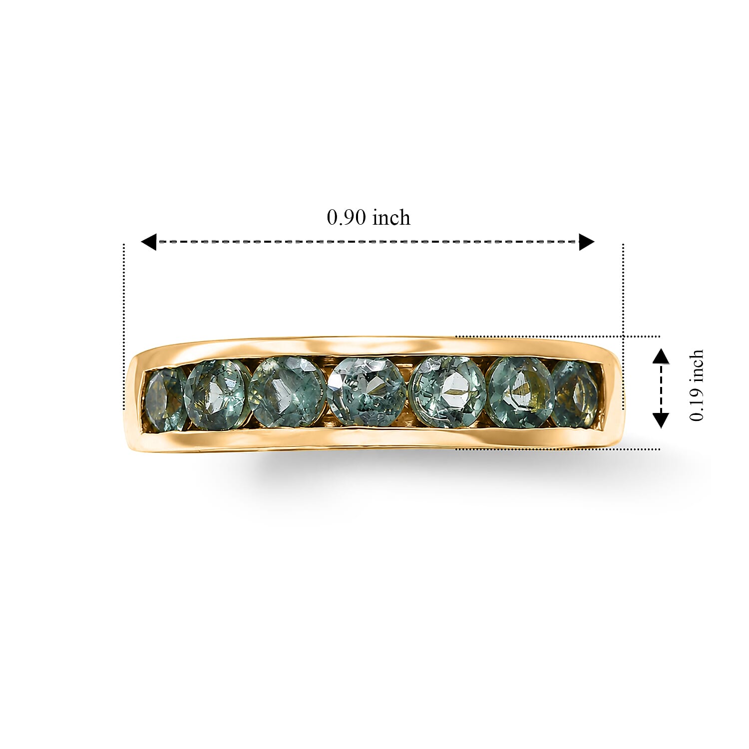 D'Joy - Natural Green Apatite 7 Stone Ring in Yellow Gold Plated Sterling Silver 1.45 Ct.