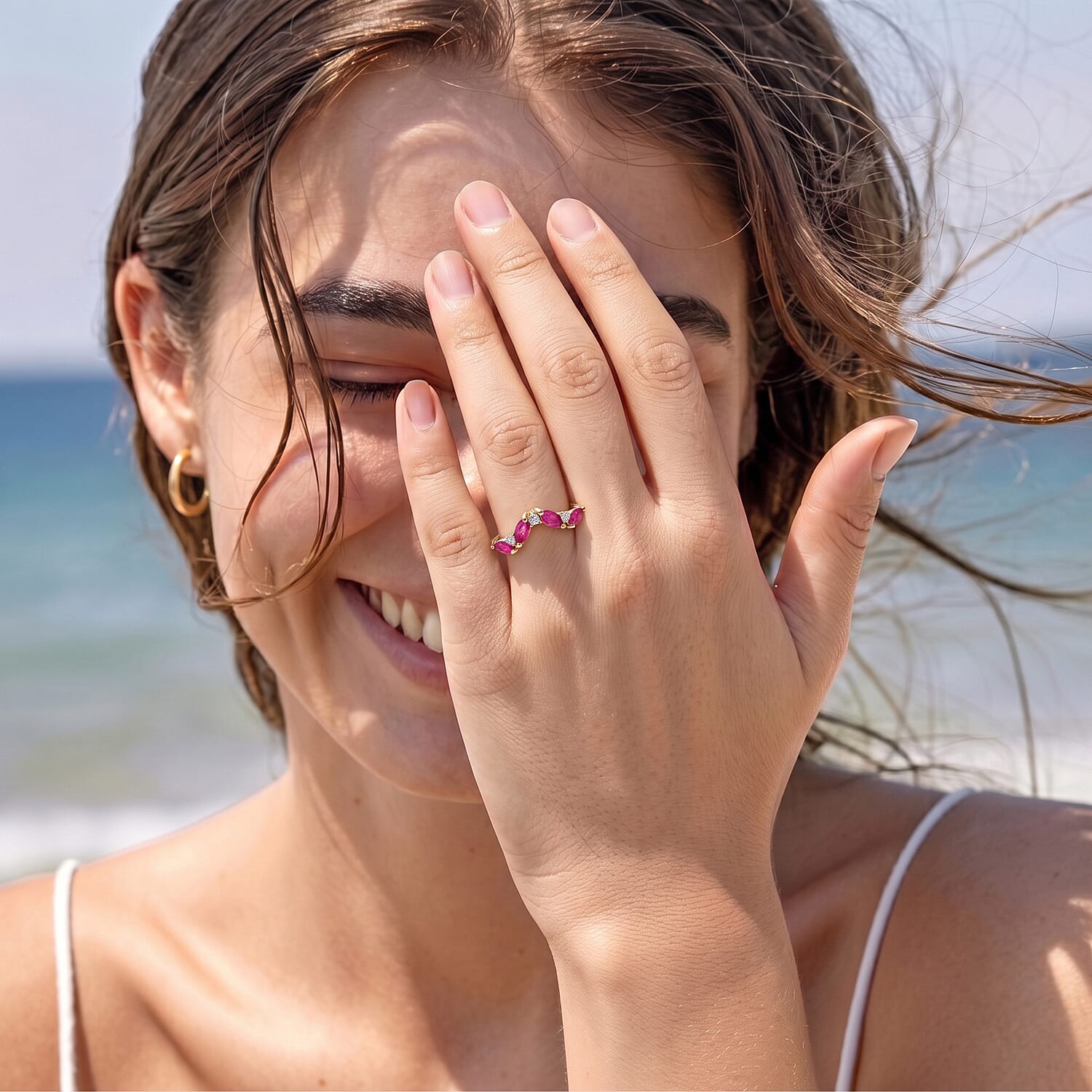 D'Joy - Marquise Cut Wishbone Ring in Sterling Silver