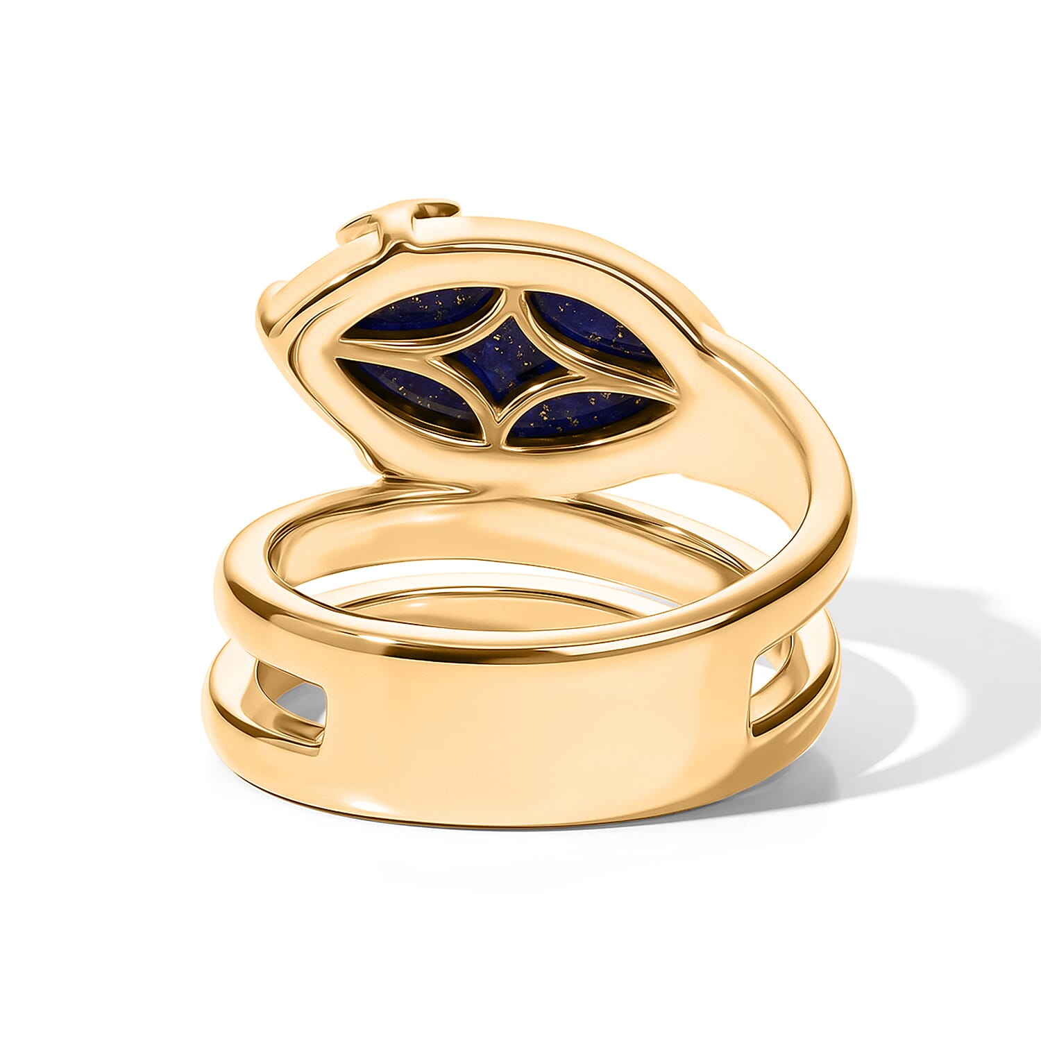 EverTrue - Lapis Lazuli & White Zircon Living Creature Ring in Yellow Gold Tone 3.66 Ct.