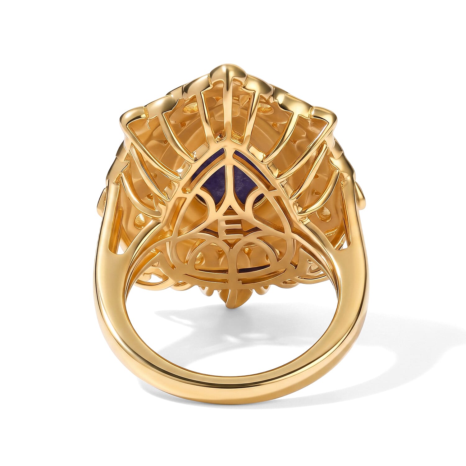 EverTrue - Lapis Lazuli Solitaire Ring in Yellow Gold Tone 3.94 Ct.