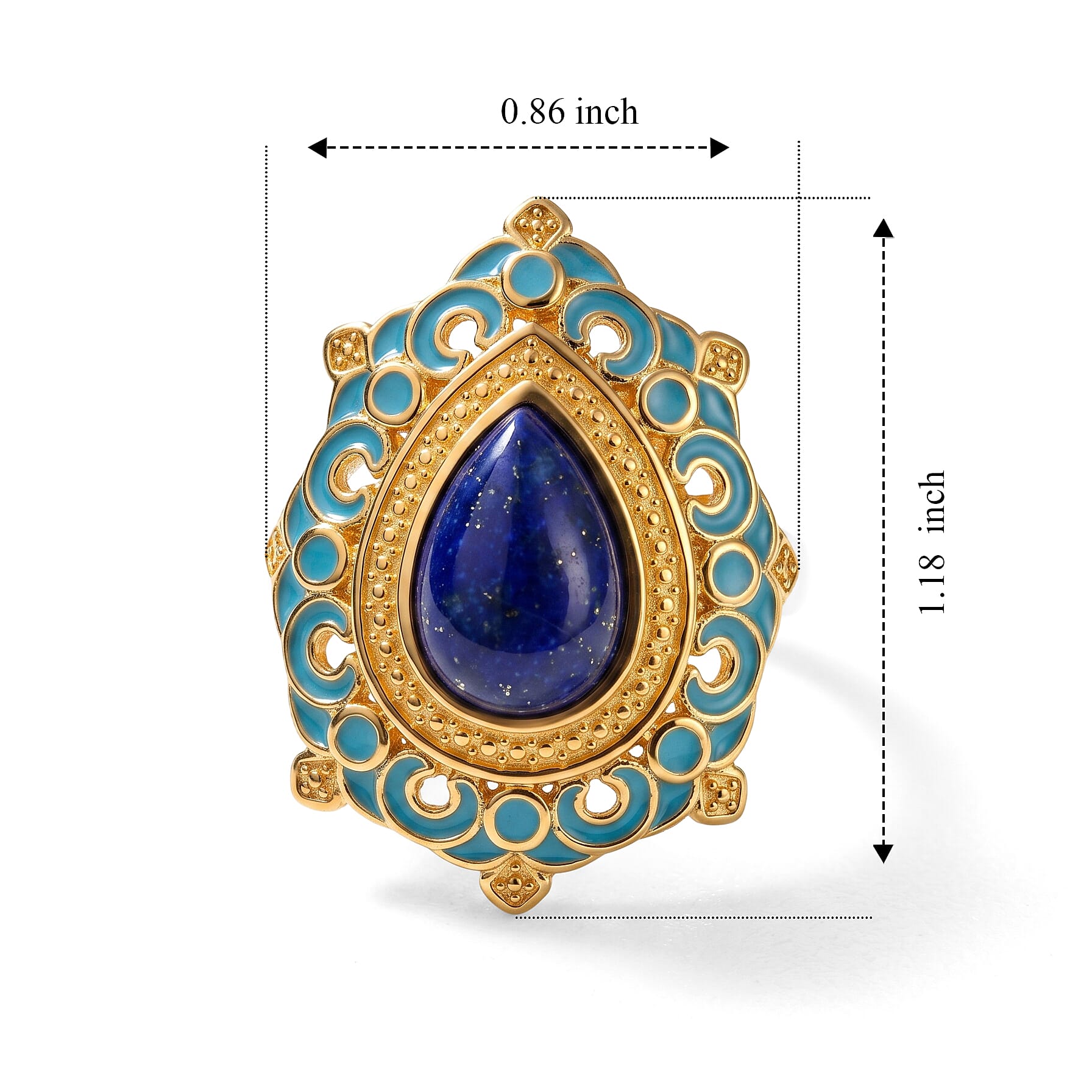EverTrue - Lapis Lazuli Solitaire Ring in Yellow Gold Tone 3.94 Ct.