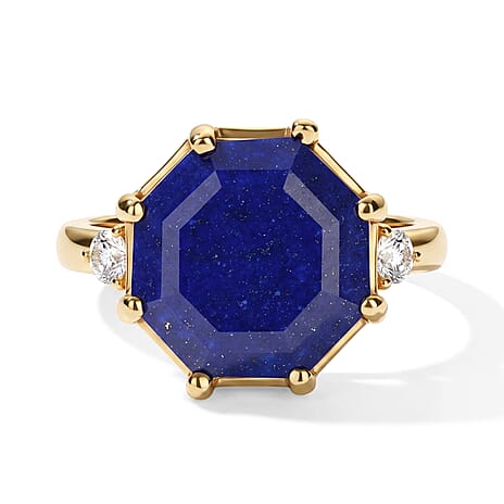 EverTrue - Lapis Lazuli & Moissanite Ring in Yellow Gold Tone 10.45 Ct.