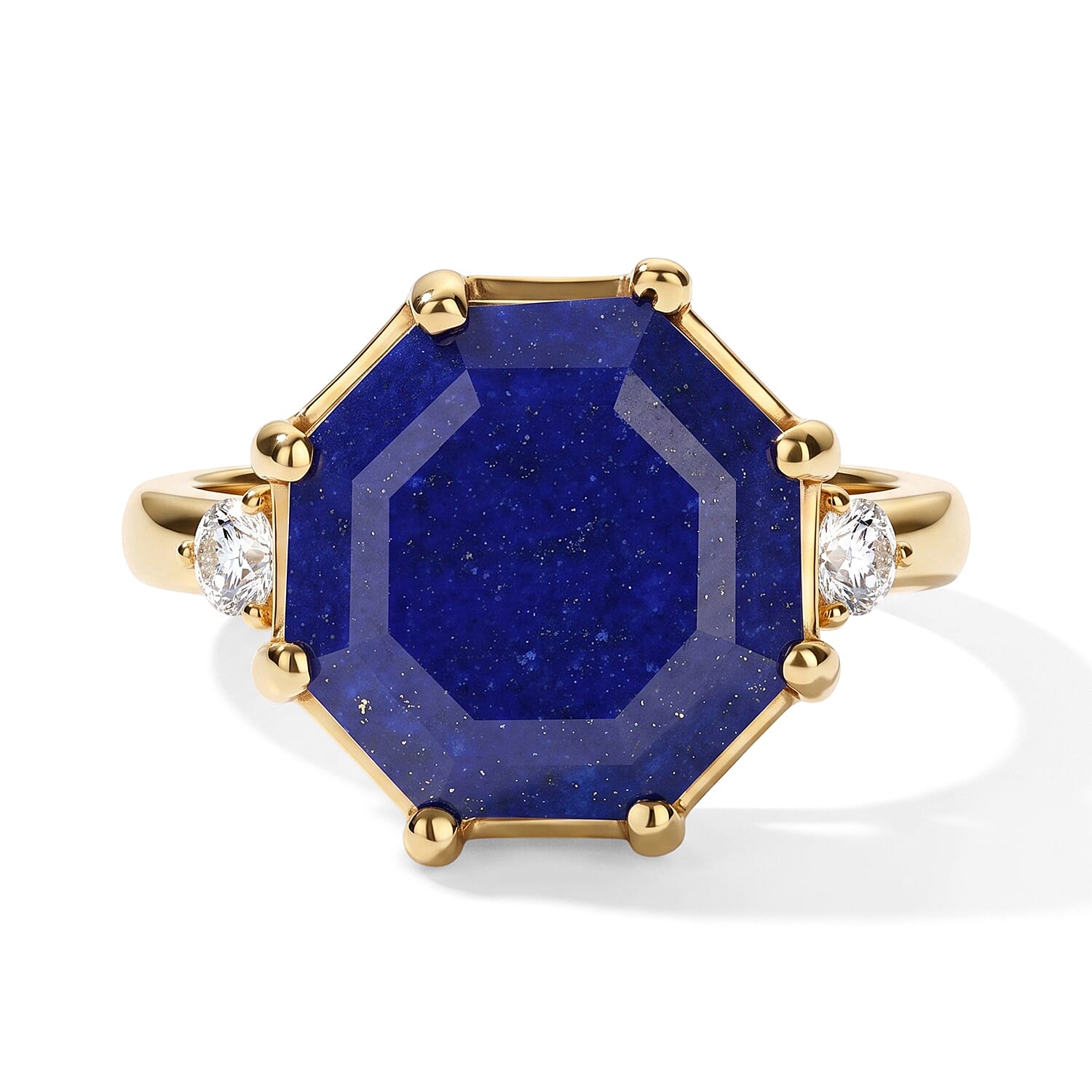 EverTrue - Lapis Lazuli & Moissanite Ring in Yellow Gold Tone 10.45 Ct.