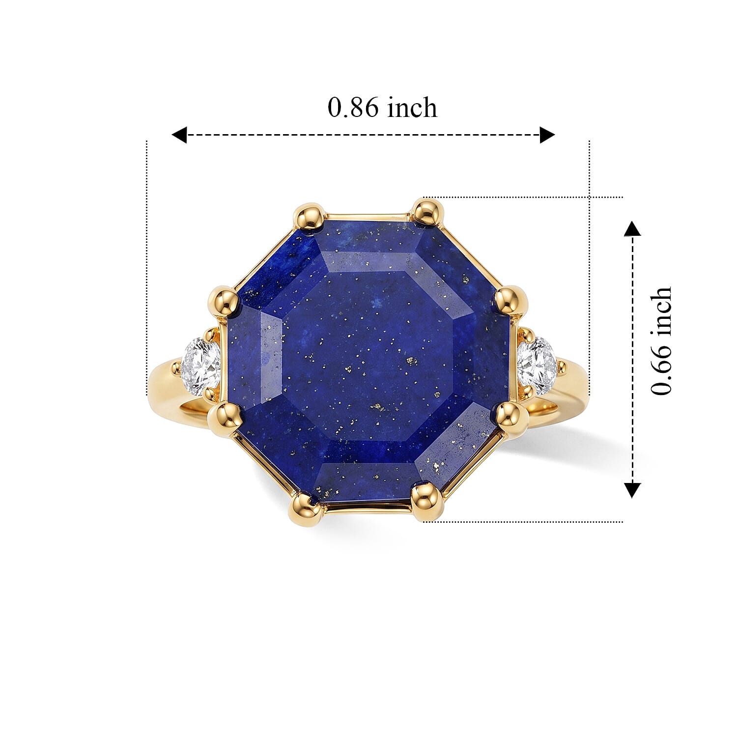 EverTrue - Lapis Lazuli & Moissanite Ring in Yellow Gold Tone 10.45 Ct.