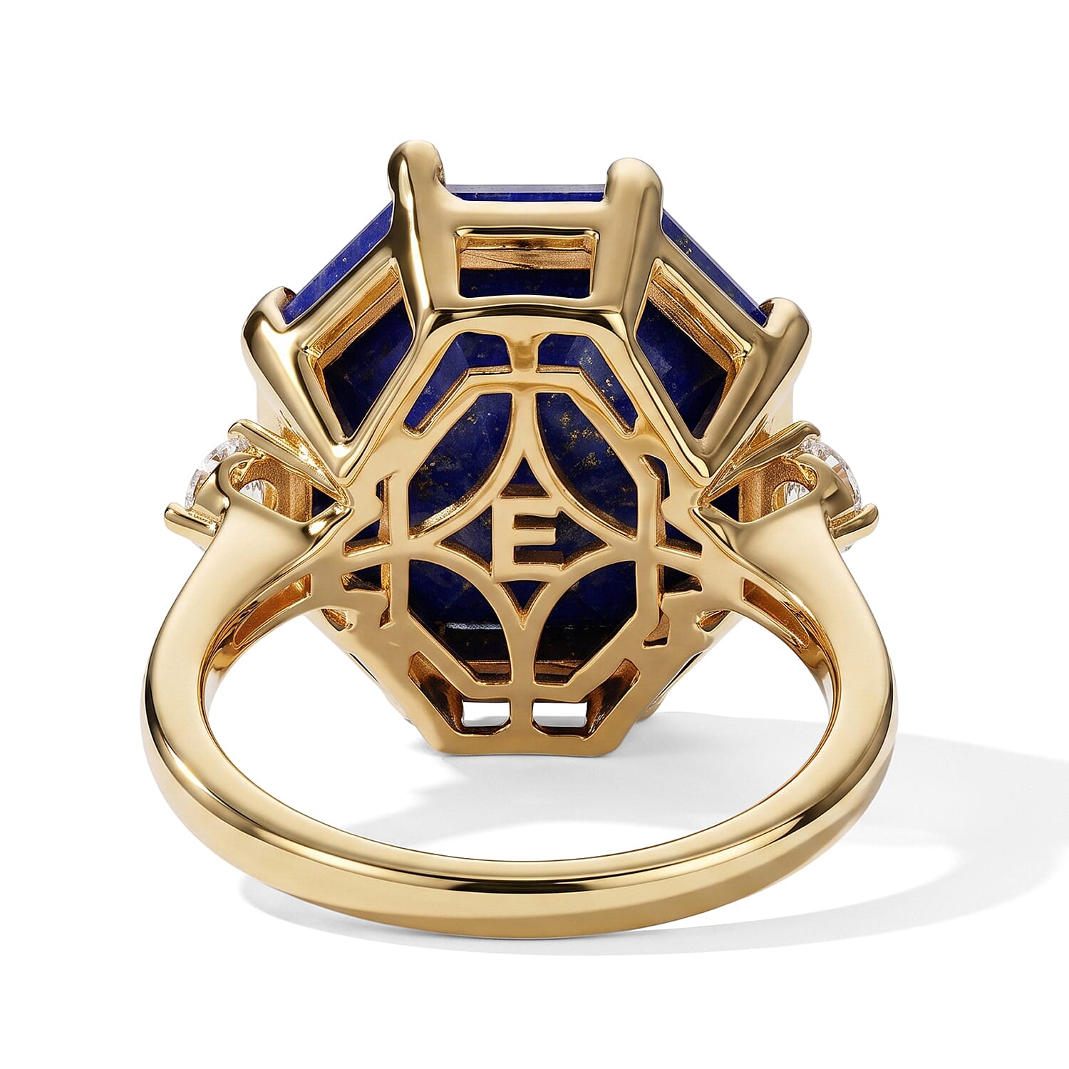EverTrue - Lapis Lazuli & Moissanite Ring in Yellow Gold Tone 10.45 Ct.