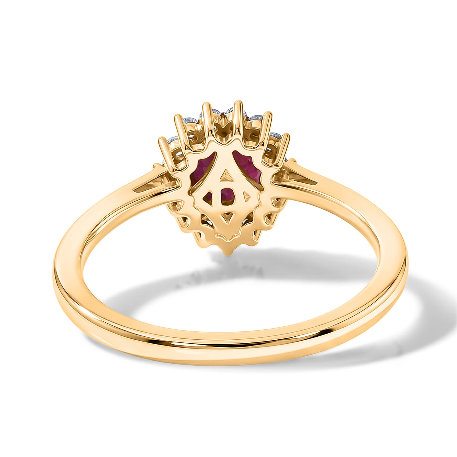 D'Joy - African Ruby & White Zircon Ring in Yellow Gold Plated Sterling Silver 1.80 Ct.