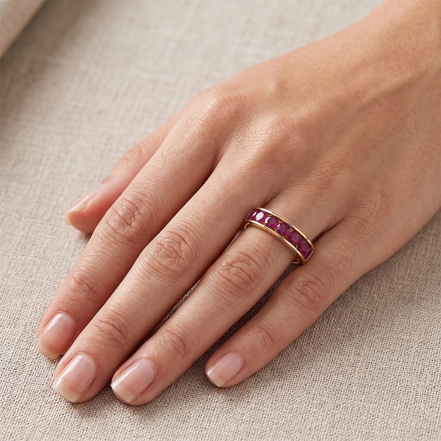 D'Joy - Fissure Filled Ruby Ring in Yellow Gold Plated Sterling Silver  2.80 Ct.