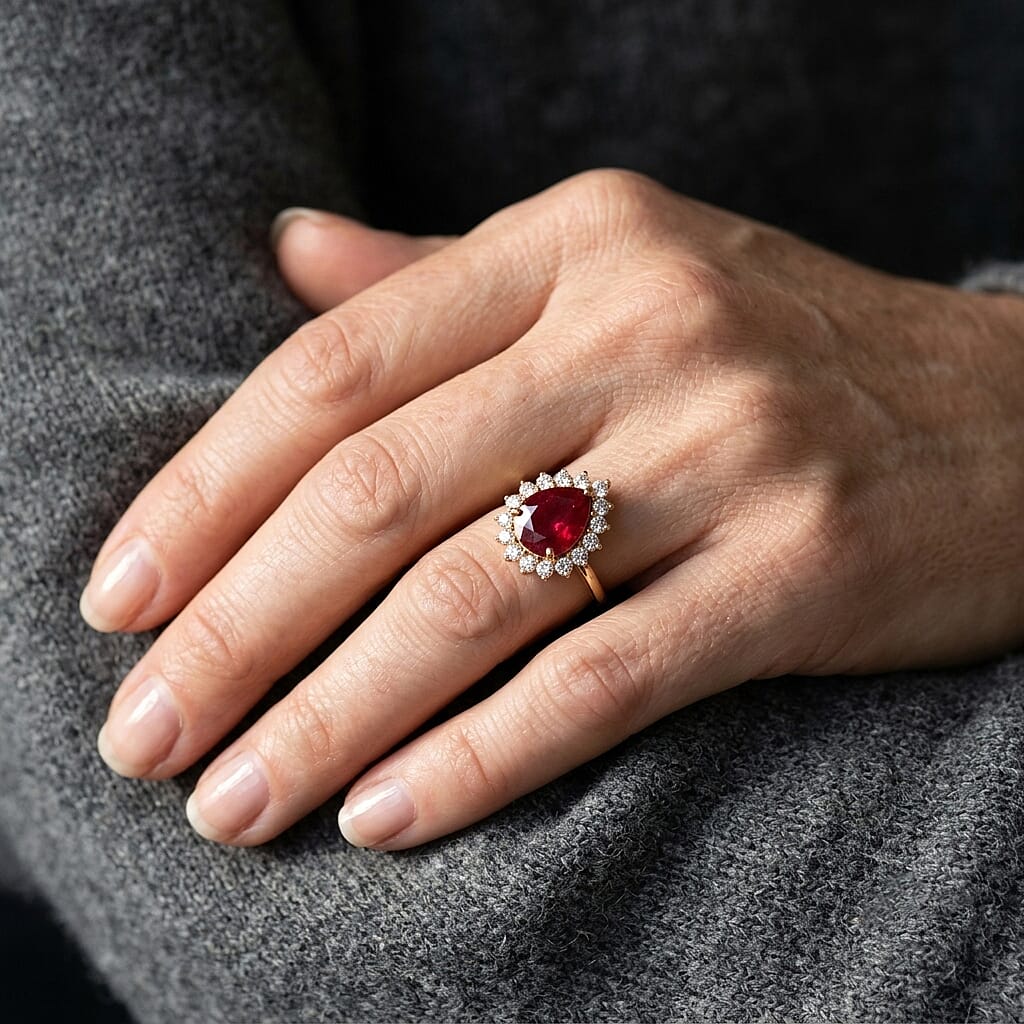 Luxuriant African Ruby, Lab Grown Diamond Ring in 18K YG VermeilSterling Silver  6.660  Ct.