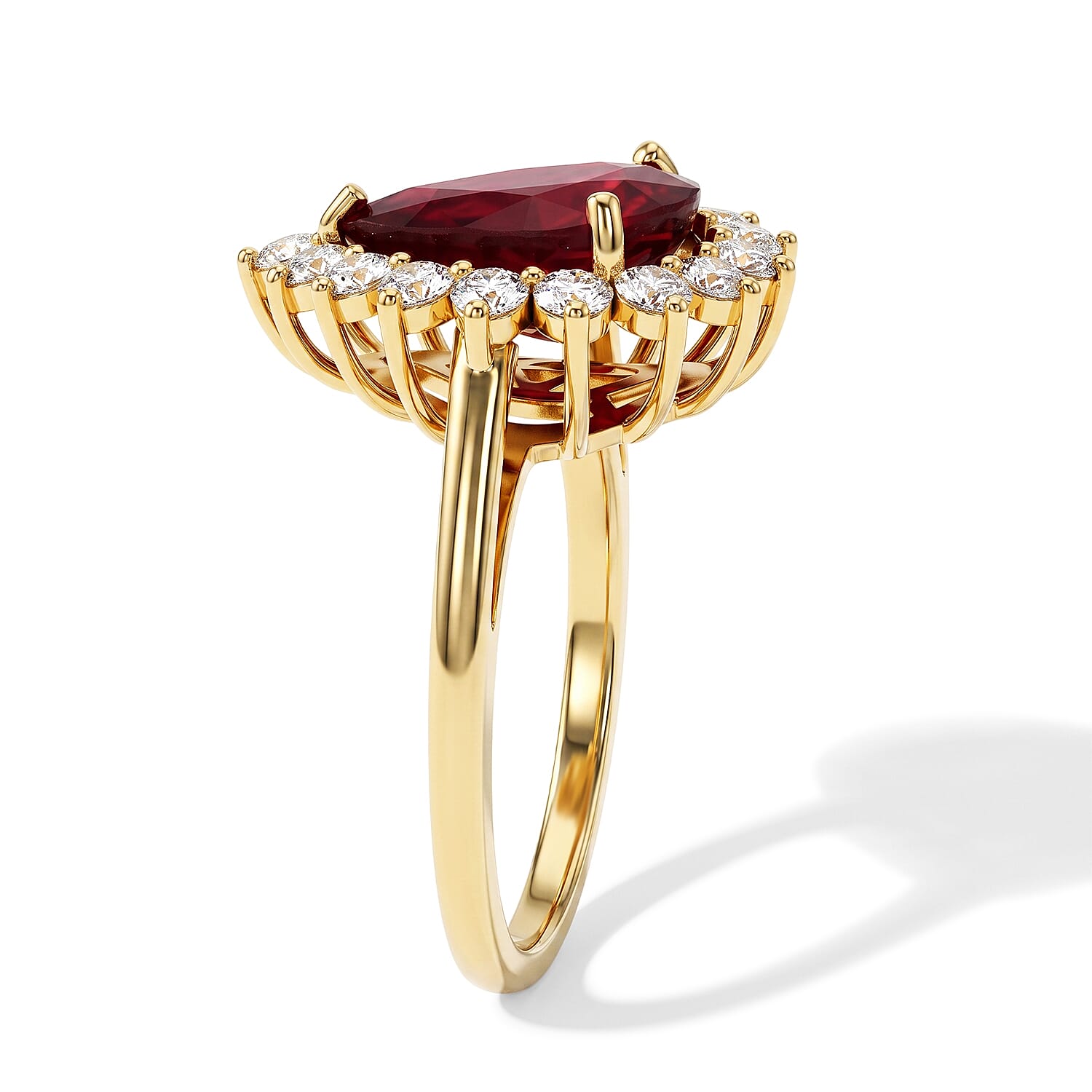Luxuriant - African Ruby & Lab Grown Diamond Ring in 18K Vermeil Yellow Gold Plated Sterling Silver 6.66 Ct.