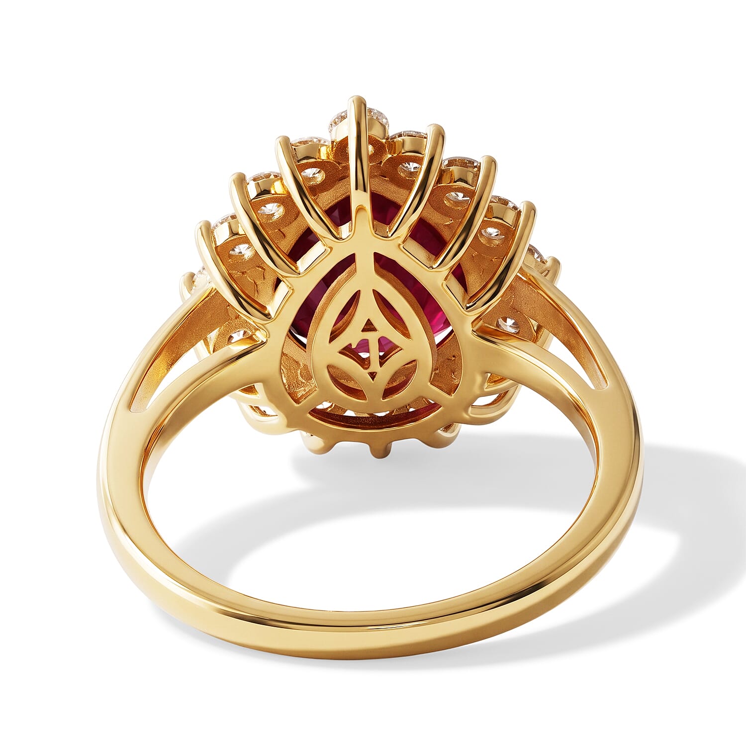 Luxuriant - African Ruby & Lab Grown Diamond Ring in 18K Vermeil Yellow Gold Plated Sterling Silver 6.66 Ct.