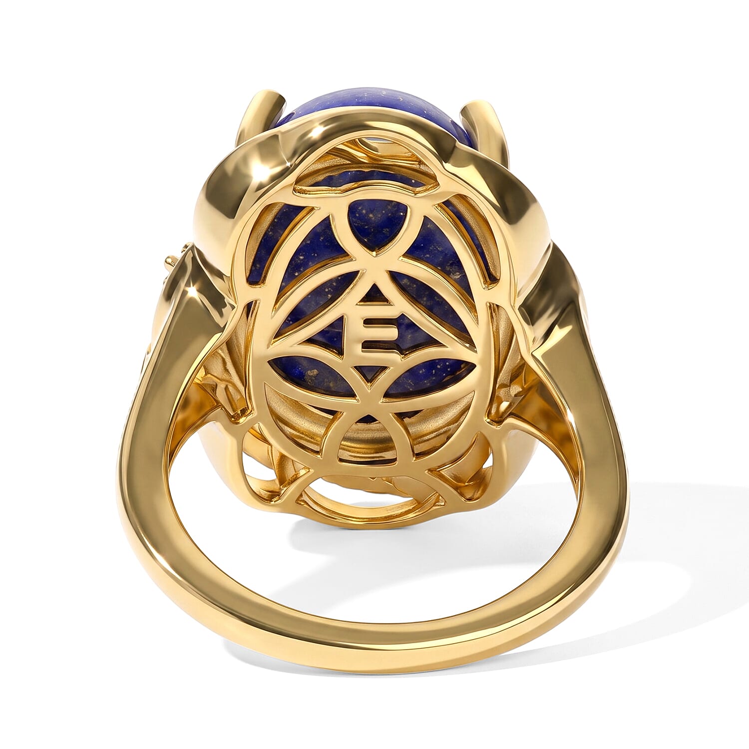 EverTrue - Lapis Lazuli & White Zircon Ring in Yellow Gold Tone 11.10 Ct.