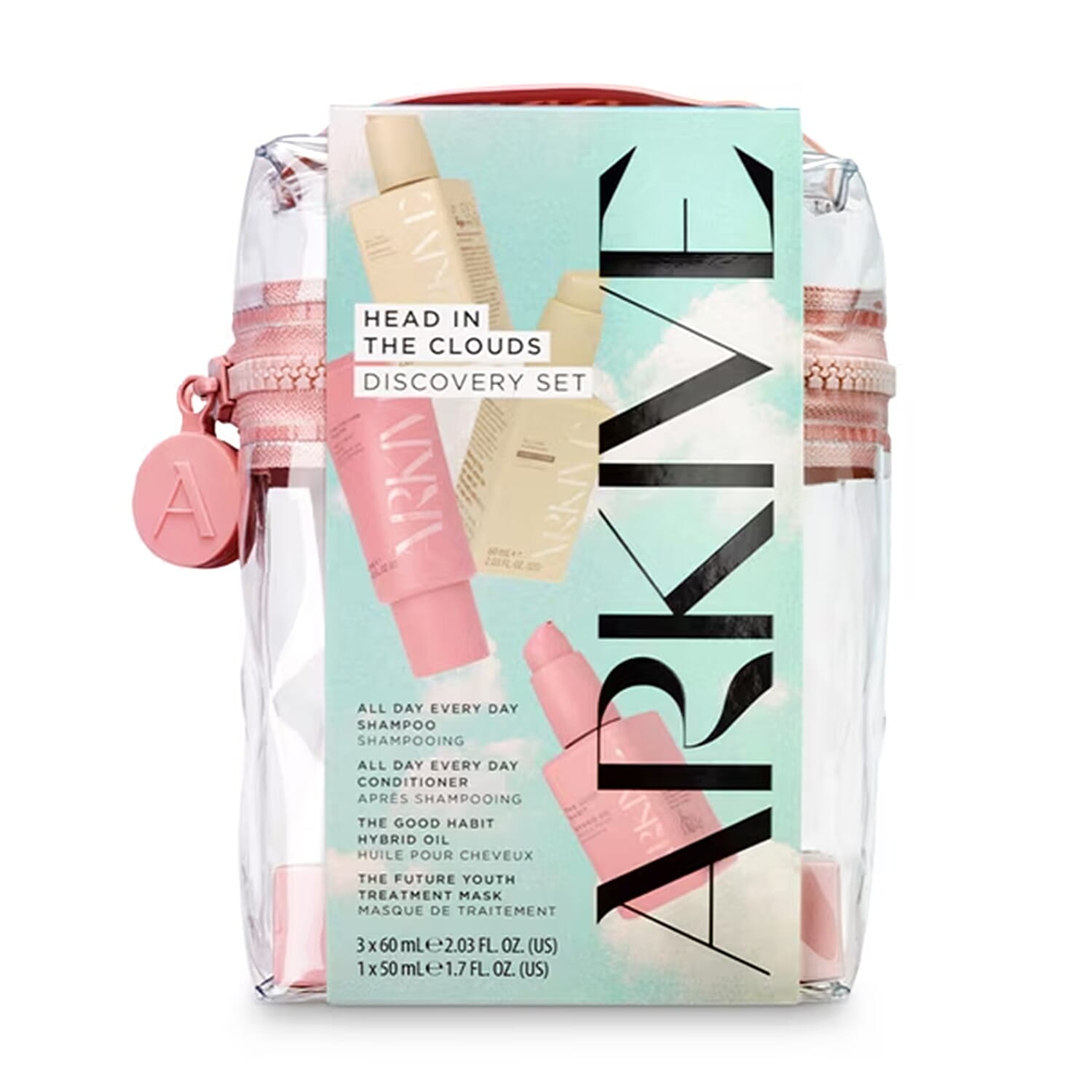 ARKIVE Head In The Clouds Kit (Includes 60ml Shampoo, 60ml Conditioner, 60ml Treatment Mask, 50ml Hair Oil & Bag)
