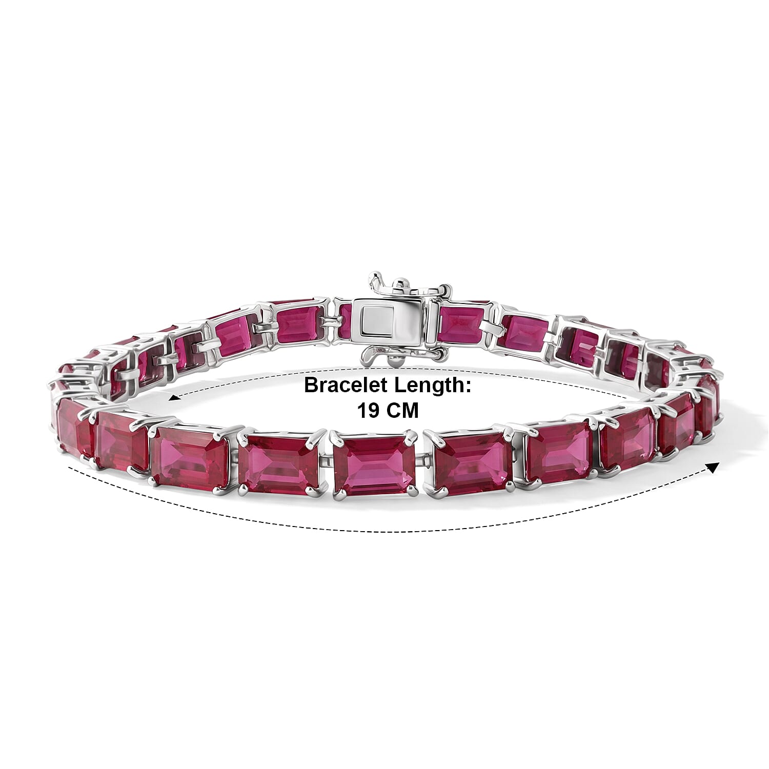 D'Joy - Fissure Filled Ruby Tennis Bracelet (Size - 7.5) in Rhodium Overlay Sterling Silver 36.00 Ct.