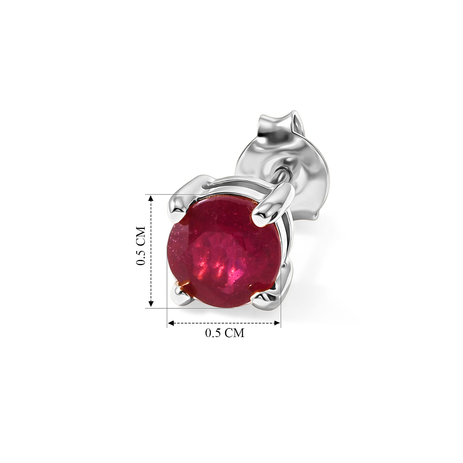 D'Joy - Premium African Ruby Solitaire Stud Earring with Push Back in Platinum Overlay Sterling Silver 1.50 Ct.