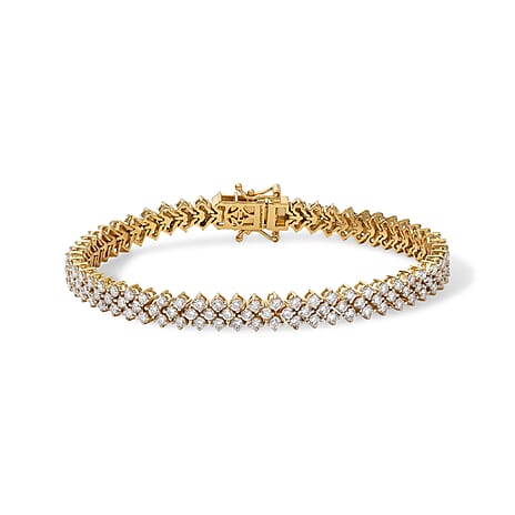 Luxuriant - Lab Grown Diamond (SI-G-H) Bracelet (Size - 7.5) with GB Lock Box in 18K Vermeil Yellow Gold Plated Sterling Silver 7.10 Ct