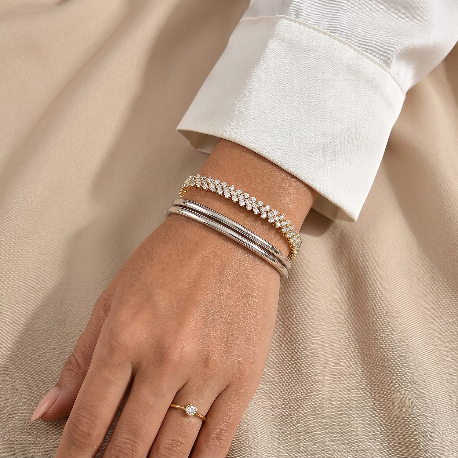 Luxuriant - Lab Grown Diamond (SI-G-H) Bracelet (Size - 7.5) with GB Lock Box in 18K Vermeil Yellow Gold Plated Sterling Silver 7.10 Ct