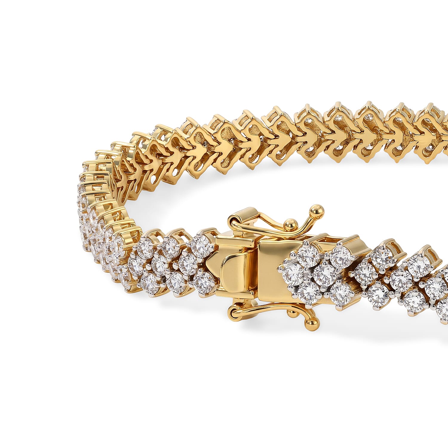 Luxuriant - Lab Grown Diamond (SI-G-H) Bracelet (Size - 7.5) with GB Lock Box in 18K Vermeil Yellow Gold Plated Sterling Silver 7.10 Ct