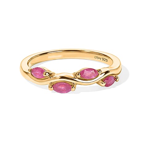 D'Joy - African Ruby Ring in 18K Vermeil Yellow Gold Plated Sterling Silver