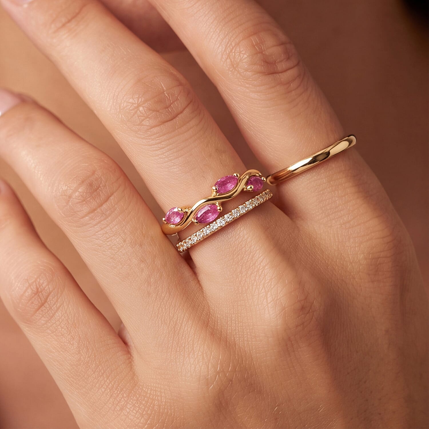 D'Joy - Garden Collection Gemstone Leaf Ring in Sterling Silver