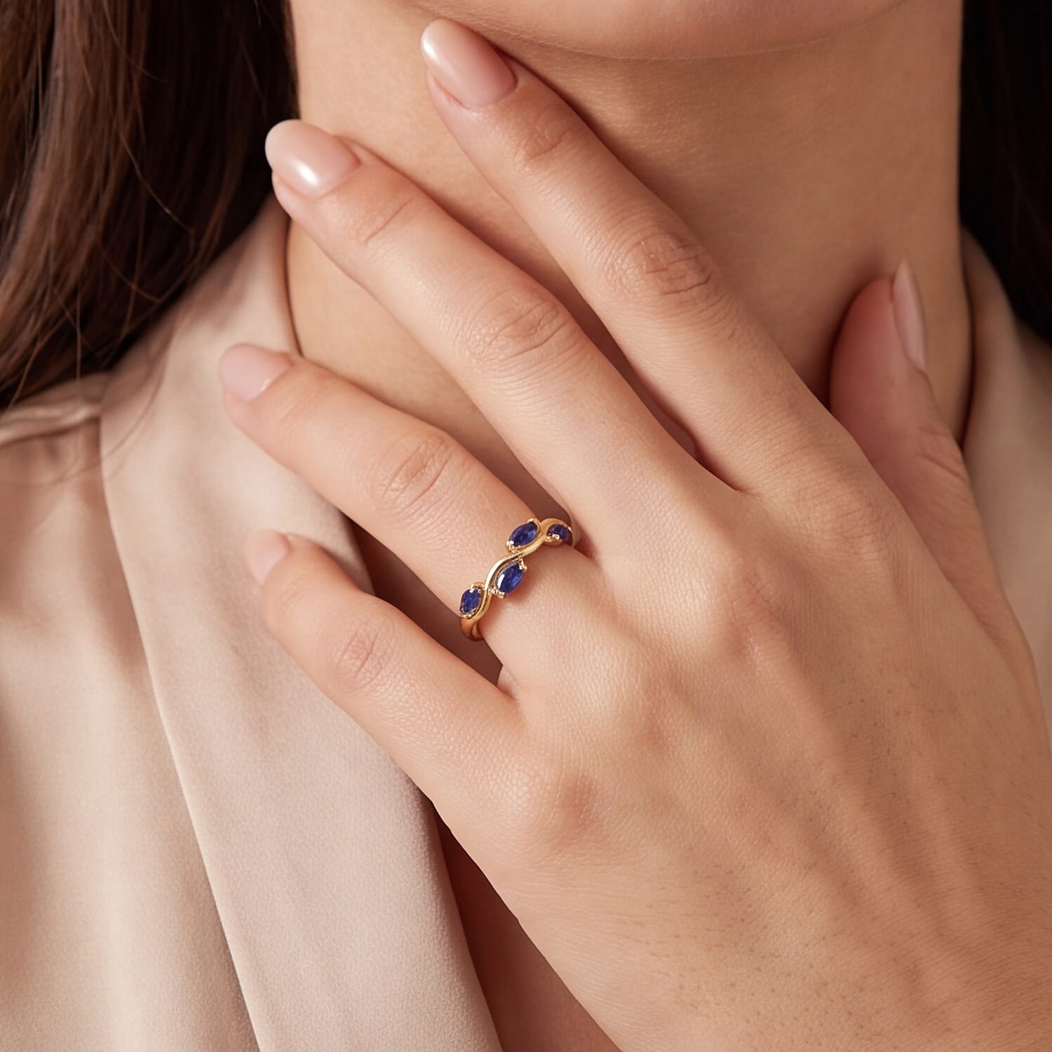 D'Joy - Garden Collection Gemstone Leaf Ring in Sterling Silver