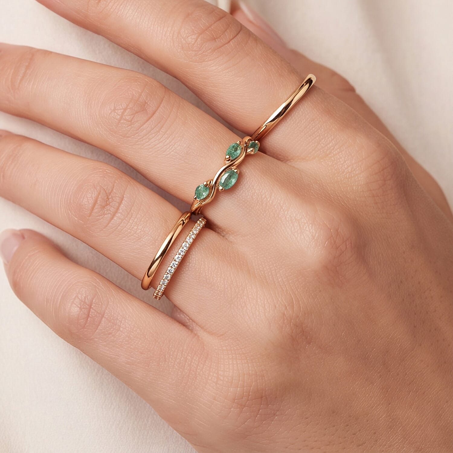 D'Joy - Garden Collection Gemstone Leaf Ring in Sterling Silver