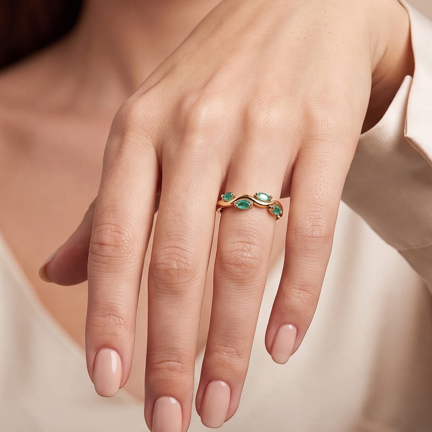 D'Joy - Garden Collection Gemstone Leaf Ring in Sterling Silver