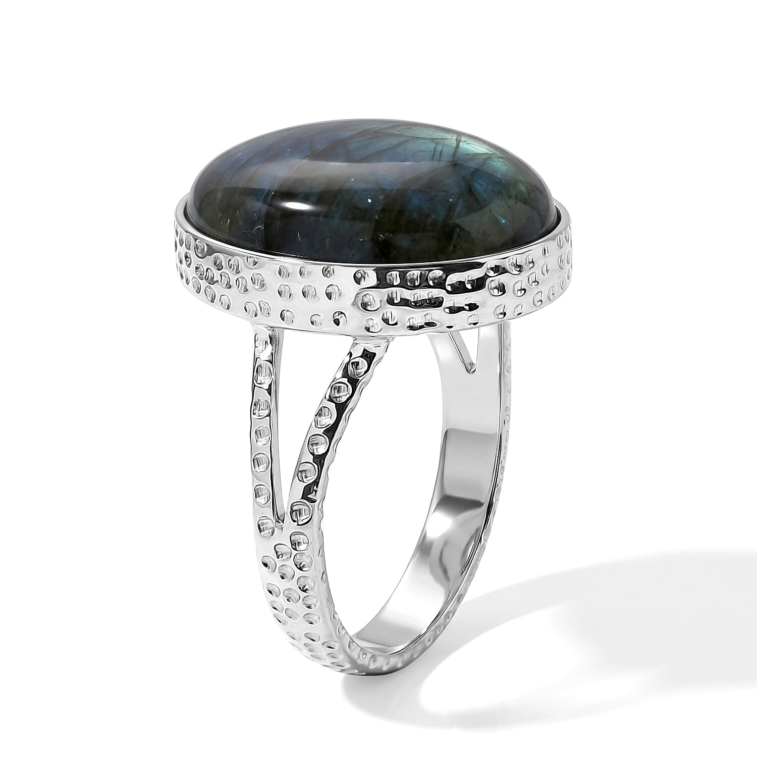 D'Joy - Labradorite Solitaire Ring in Platinum Overlay Sterling Silver  17.80 Ct.