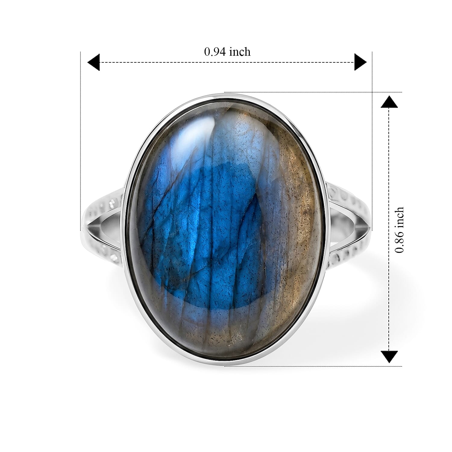 D'Joy - Labradorite Solitaire Ring in Platinum Overlay Sterling Silver  17.80 Ct.