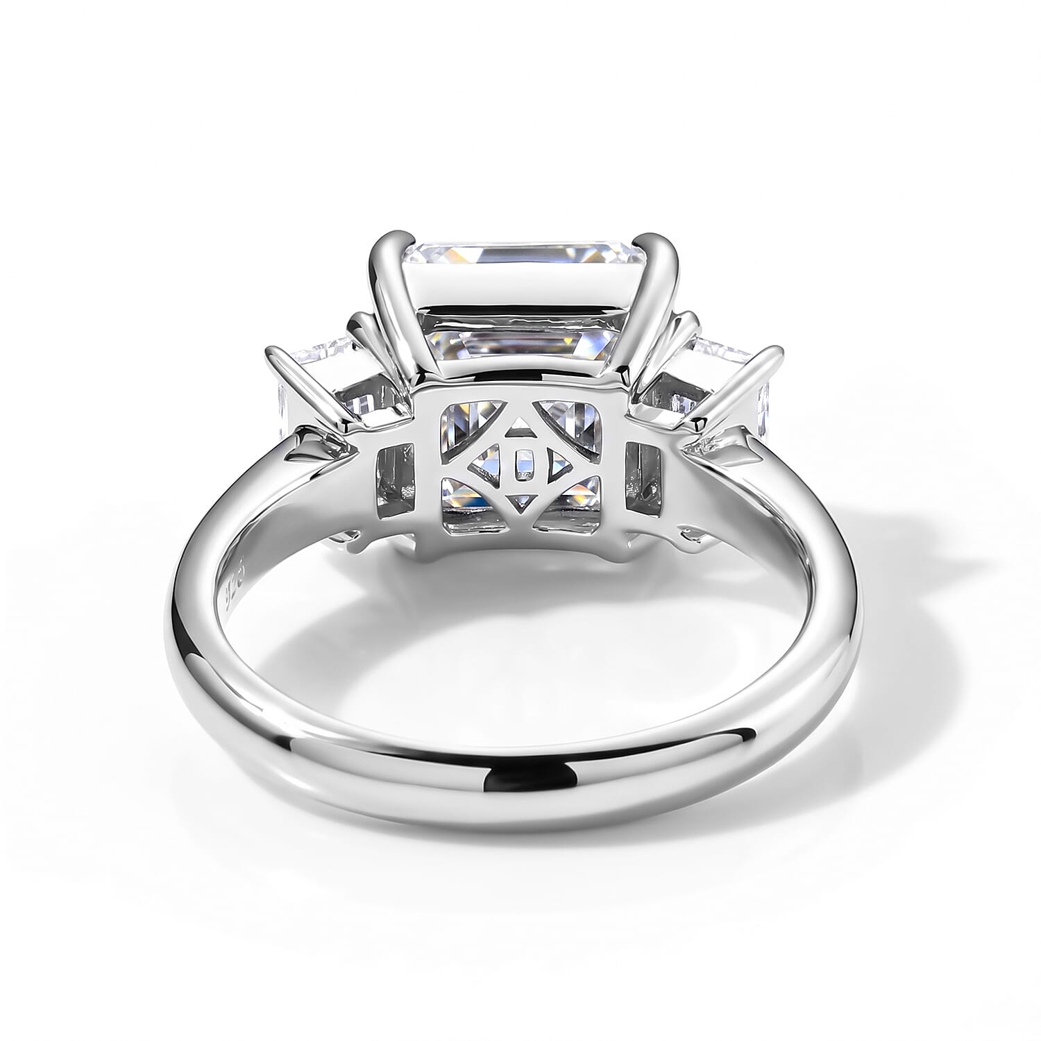 D'Joy - Moissanite Trilogy Ring in Rhodium Overlay Sterling Silver 4.88 Ct.