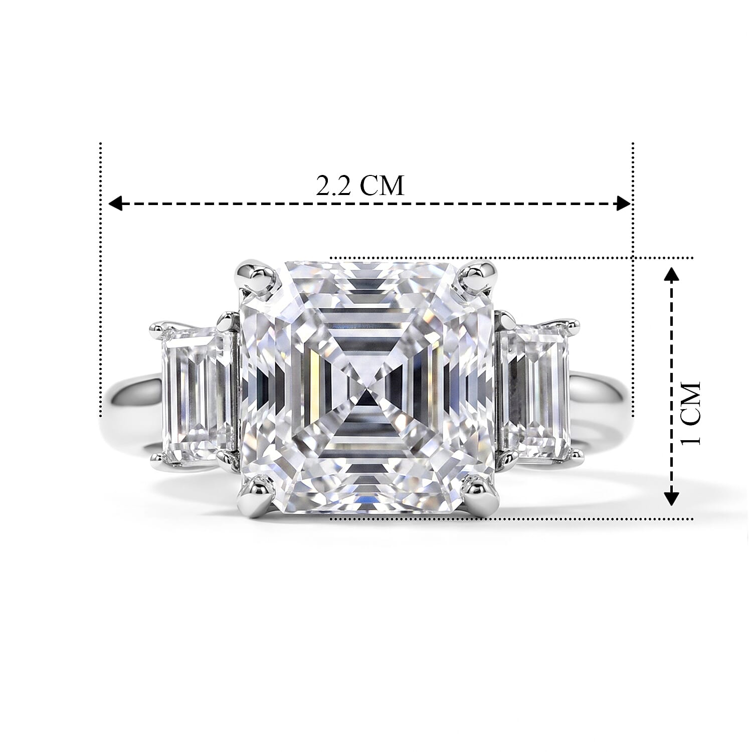 D'Joy - Moissanite Trilogy Ring in Rhodium Overlay Sterling Silver 4.88 Ct.