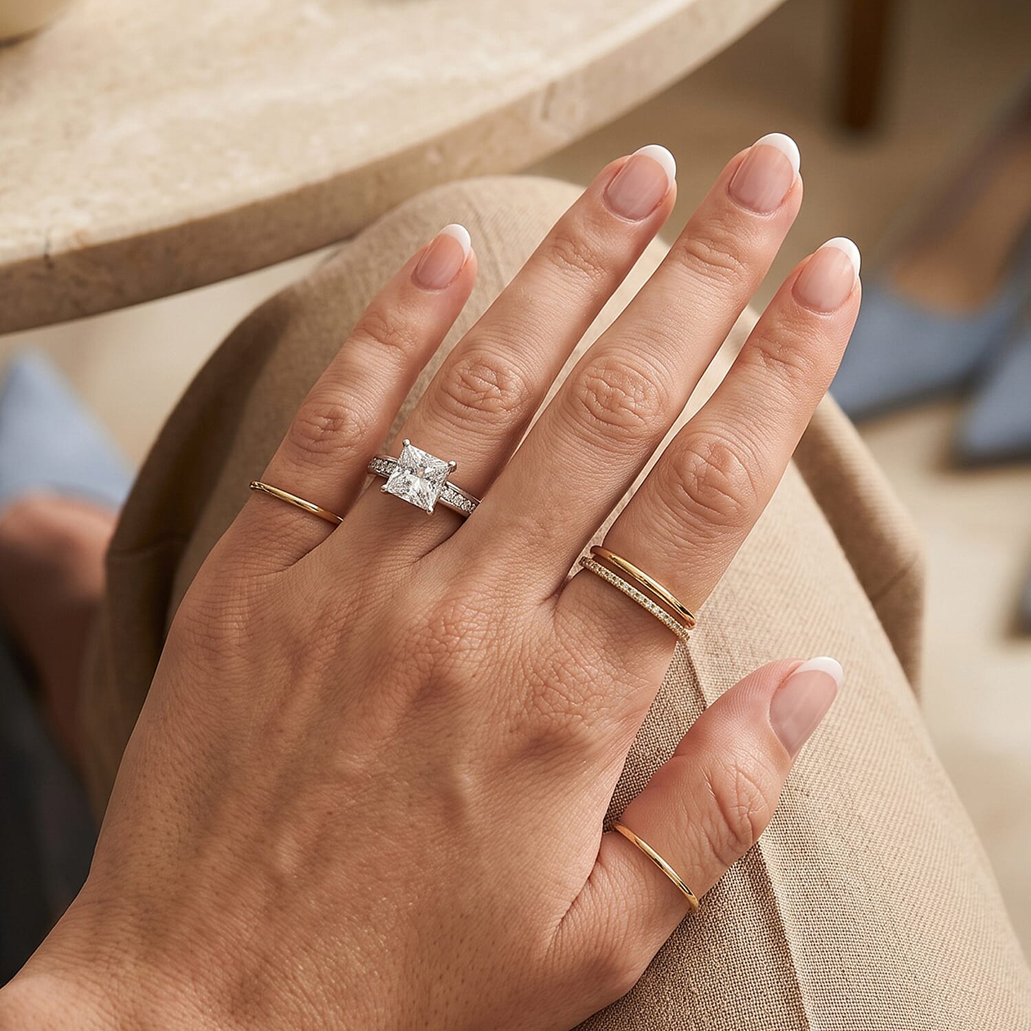 D'Joy - Moissanite Ring in Rhodium Overlay Sterling Silver 3.50 Ct.
