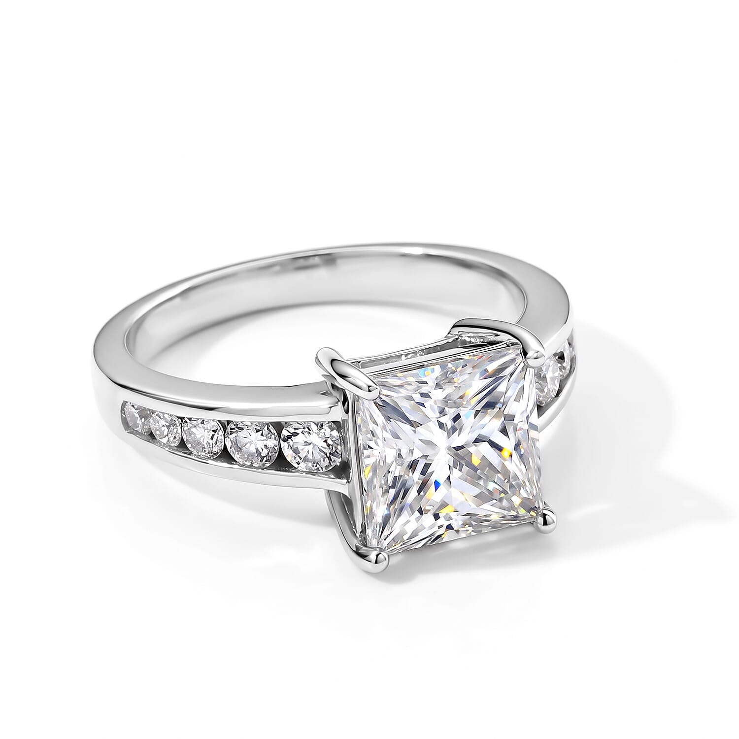 D'Joy - Moissanite Ring in Rhodium Overlay Sterling Silver 3.50 Ct.
