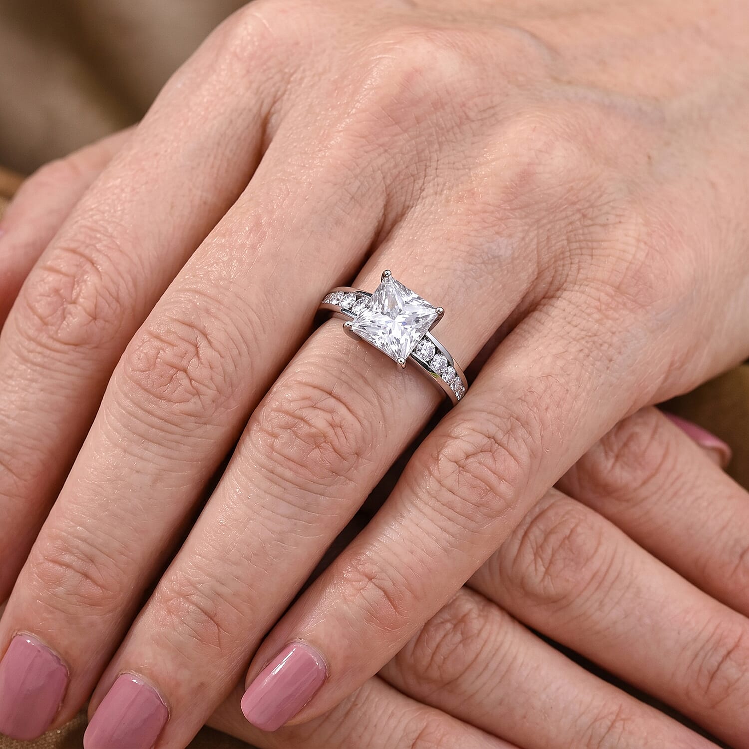 D'Joy - Moissanite Ring in Rhodium Overlay Sterling Silver 3.50 Ct.