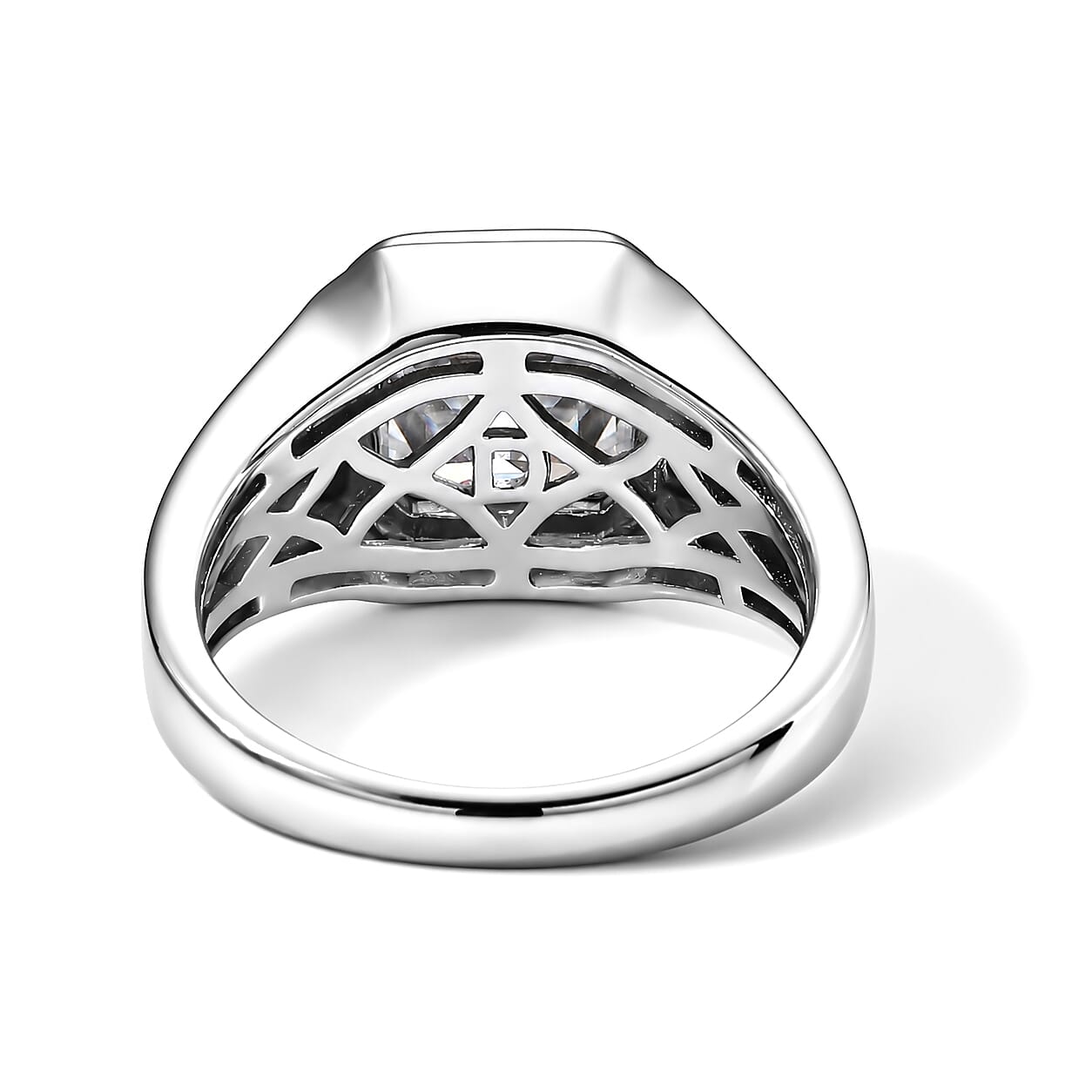 D'Joy - Moissanite Signet Ring in Rhodium Overlay Sterling Silver 4.90 Ct.