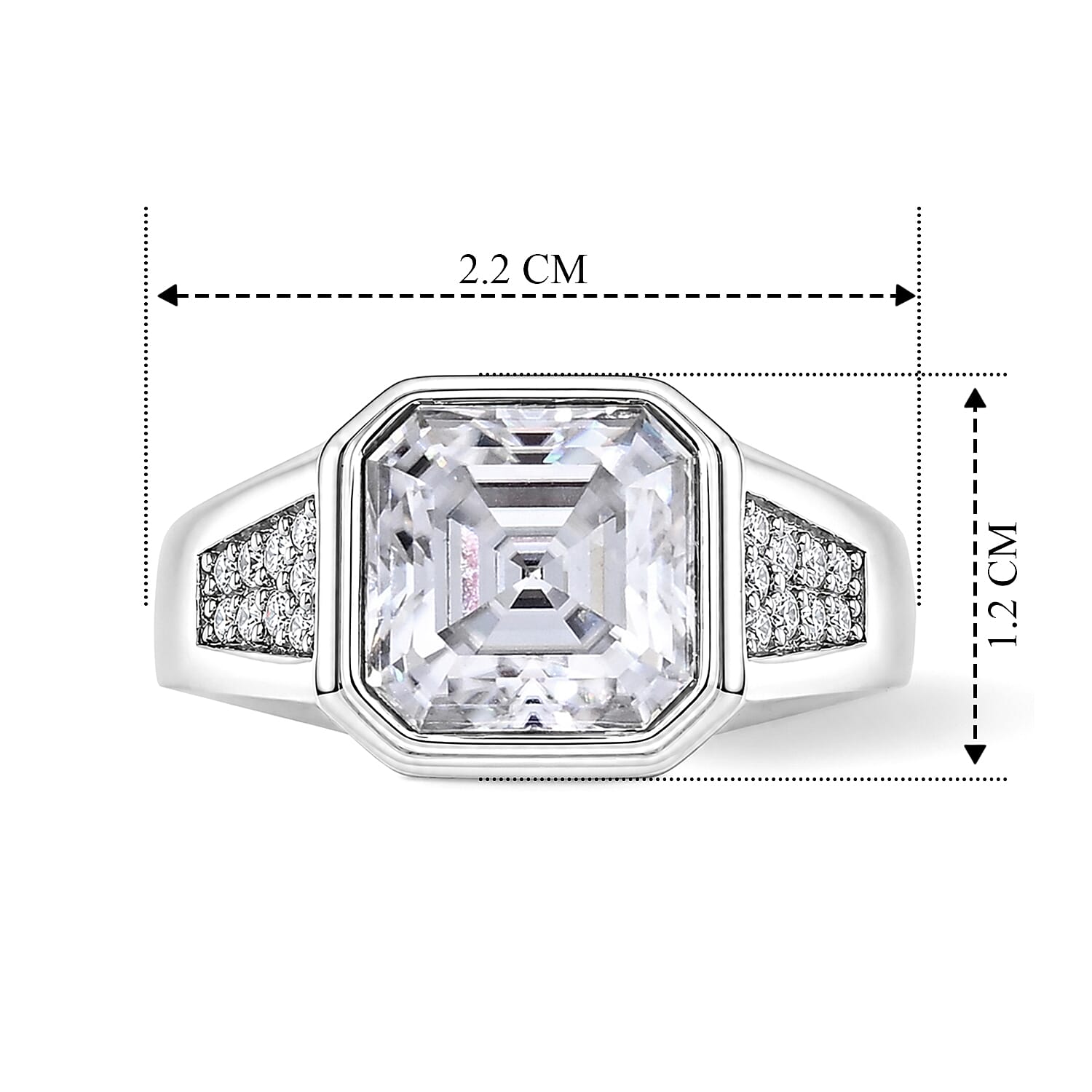 D'Joy - Moissanite Signet Ring in Rhodium Overlay Sterling Silver 4.90 Ct.