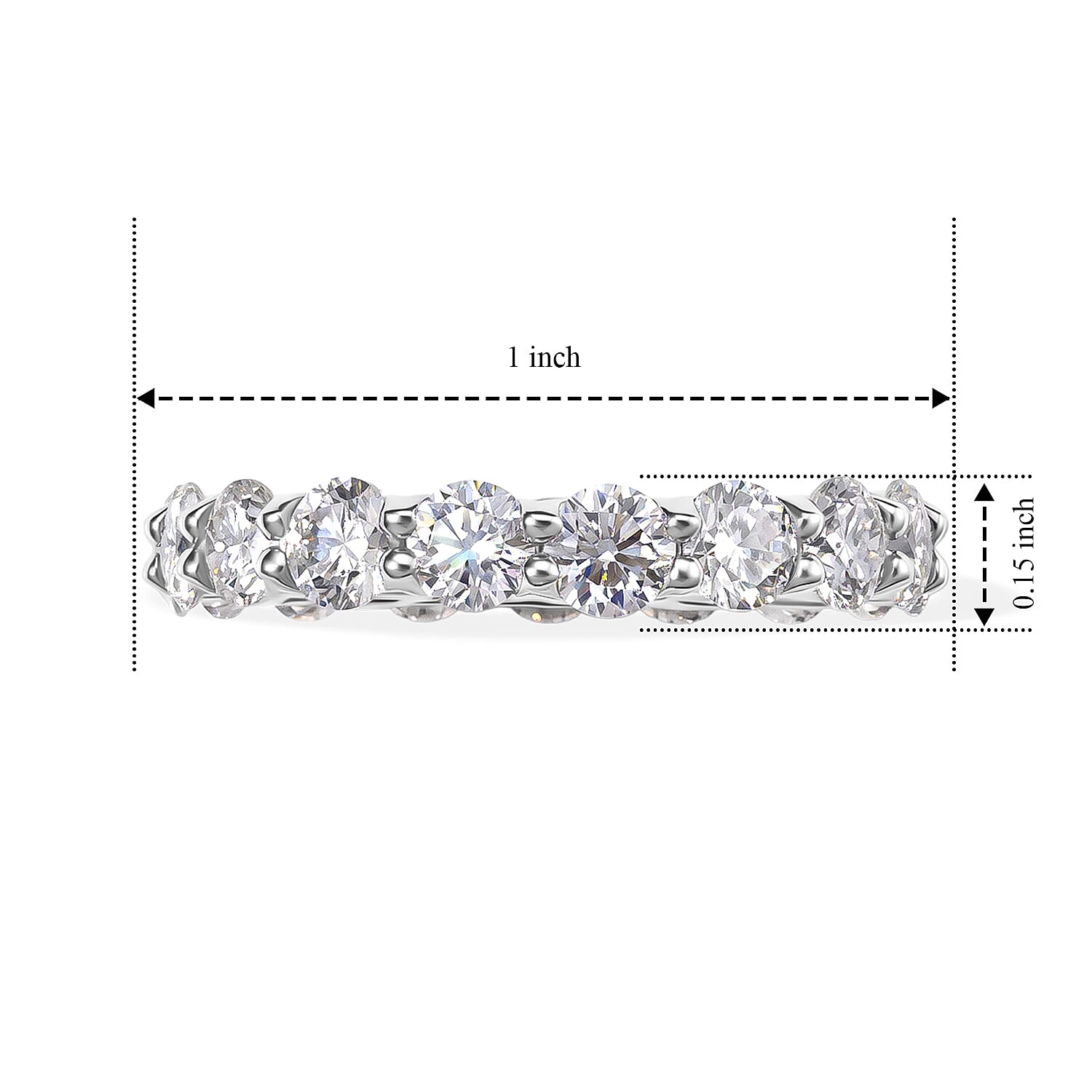 D'Joy - Moissanite Band Ring in Sterling Silver 4.10 Ct.