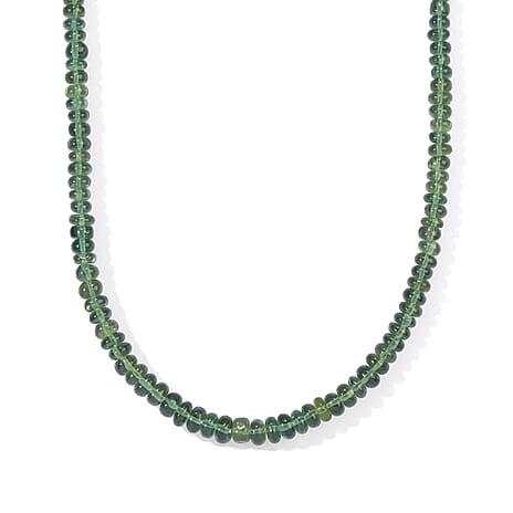 D'Joy - Natural Green Apatite Beads Necklace (Size - 18-2 Ext) in Rhodium Overlay Sterling Silver 90.00 Ct.